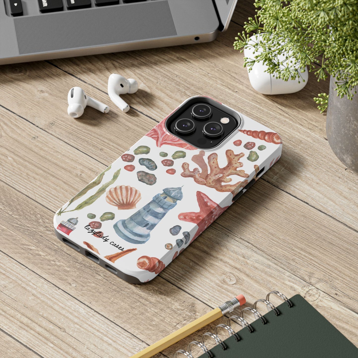 Coastal Art Tough Phone Cases - Stylish Beach Vibes with Lighthouse Design