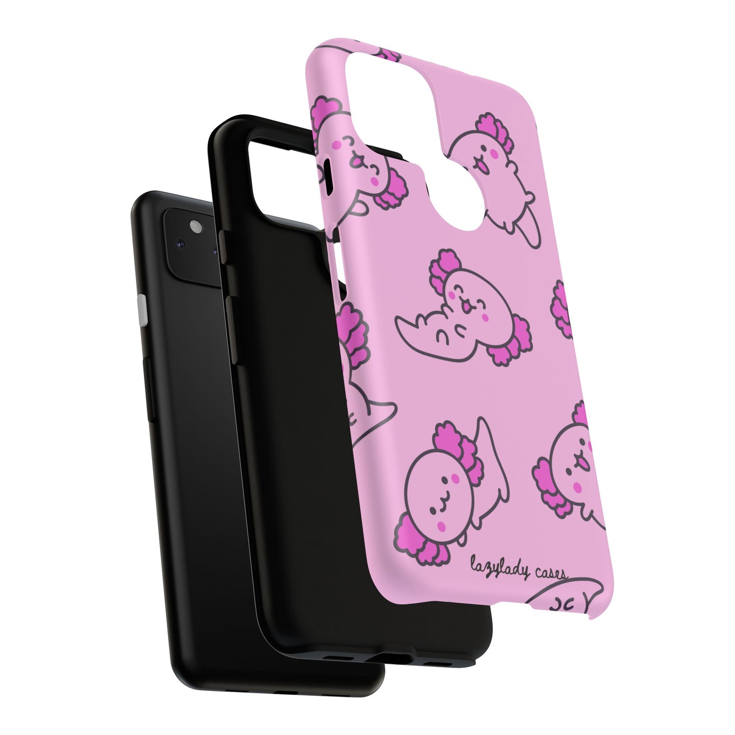 Cute Cartoon Axo Phone Case with Pink Sea Creatures Design