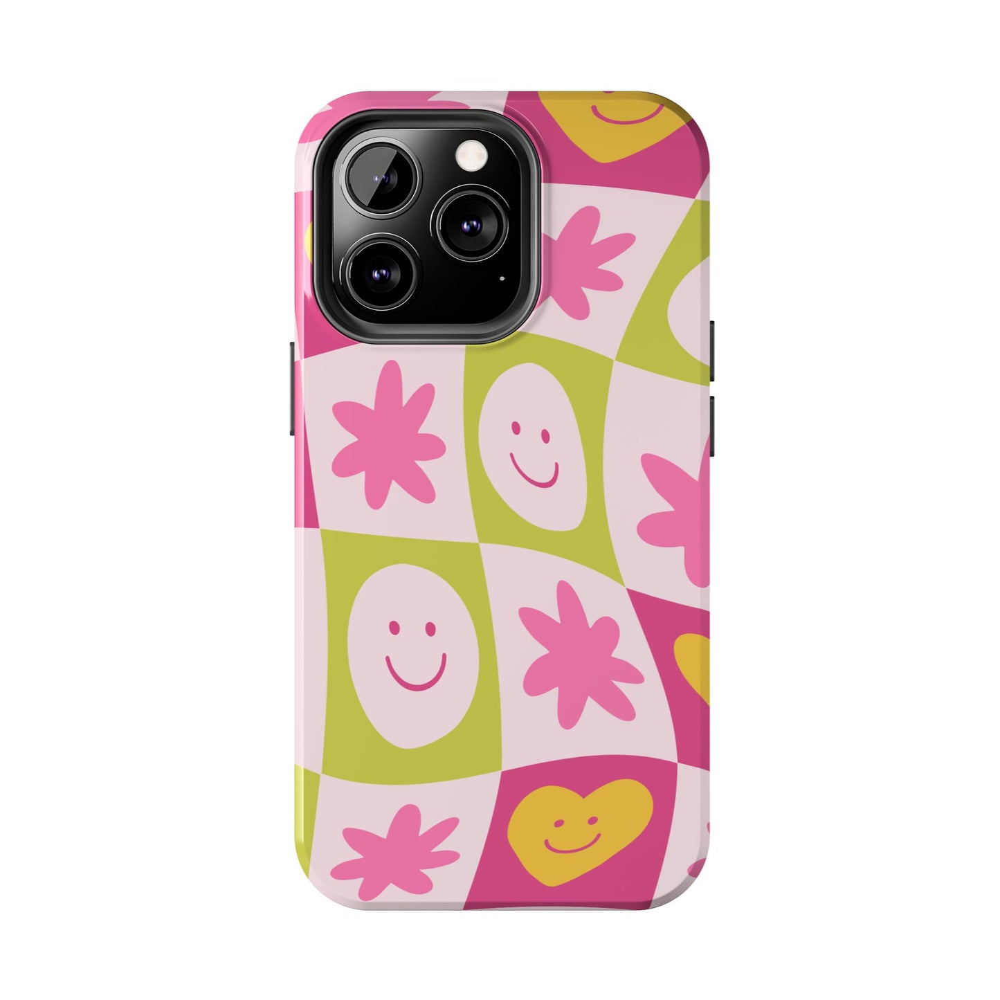 Colorful Smiley Pattern Tough Phone Cases, Playful Phone Covers, Fun Gifts for Friends, Cute Accessories, Vibrant and Durable