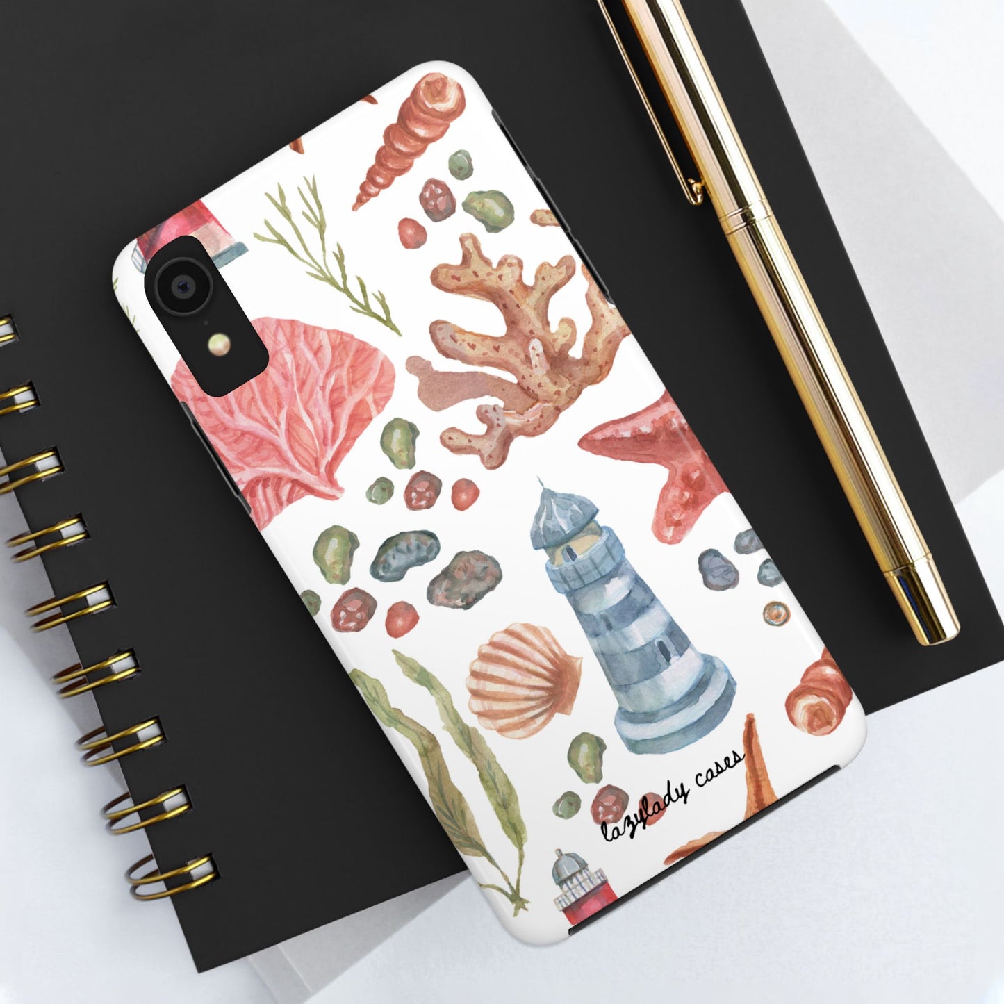 Coastal Art Tough Phone Cases - Stylish Beach Vibes with Lighthouse Design