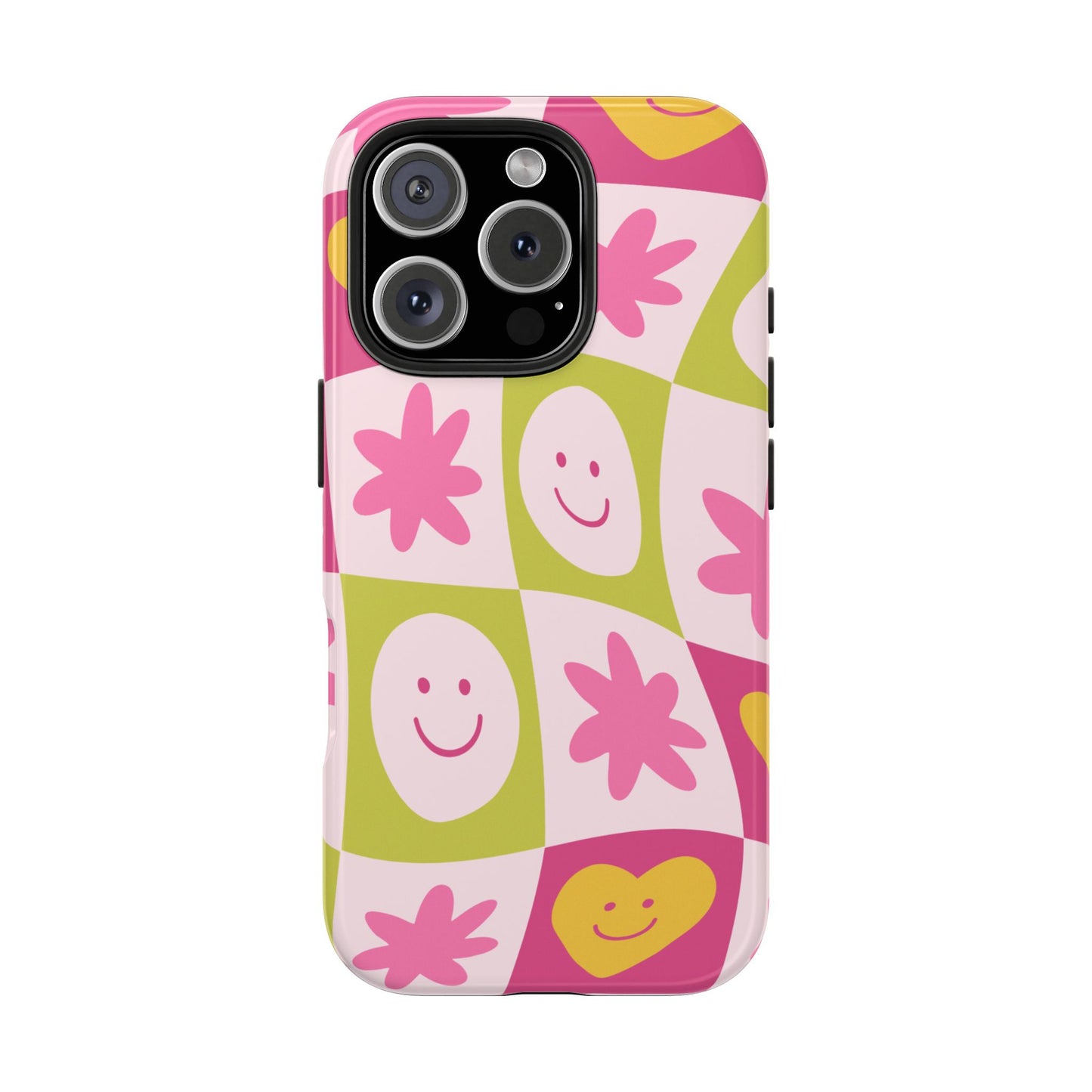 Colorful Smiley Pattern Tough Phone Cases, Playful Phone Covers, Fun Gifts for Friends, Cute Accessories, Vibrant and Durable