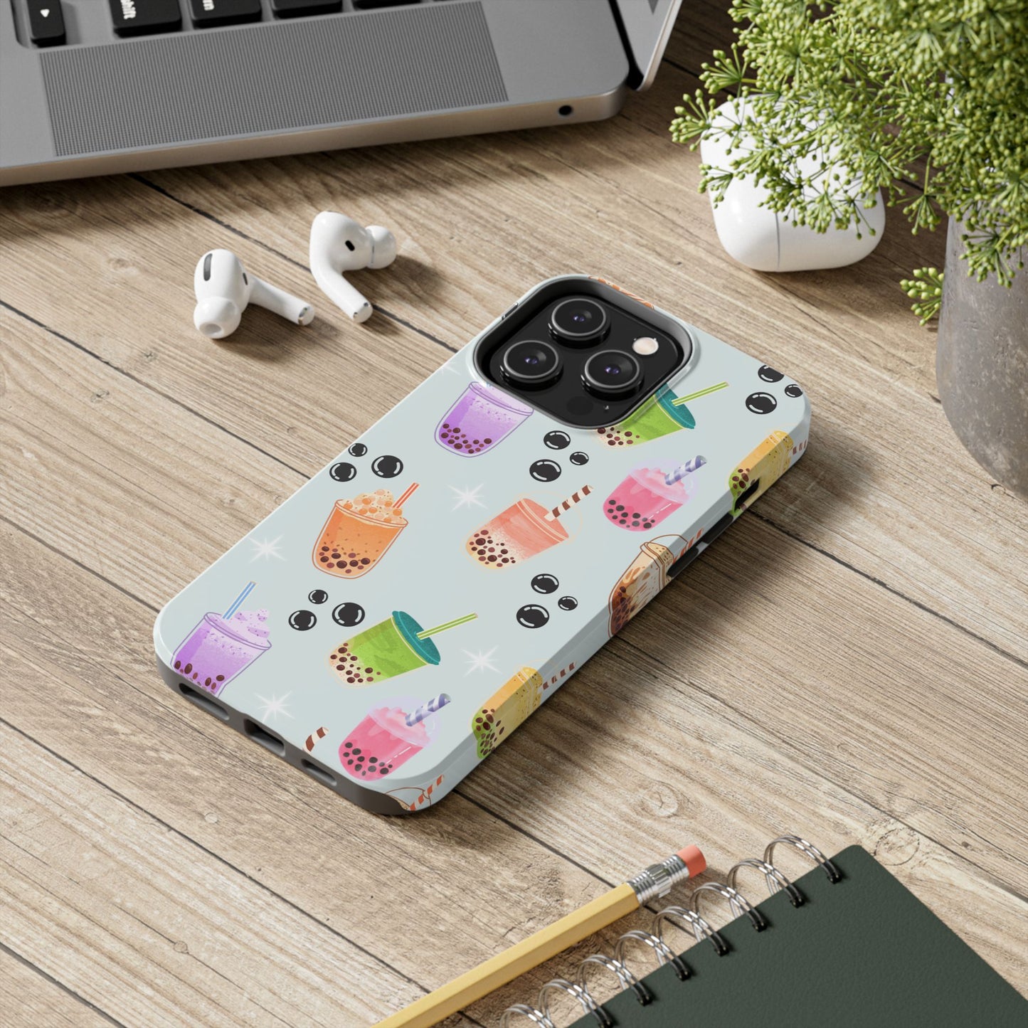 Colorful Boba Tea Phone Case, Tough Phone Cases for Drink Lovers, Cute Phone Accessory, Fun Gifts for Friends, Summer Vibes