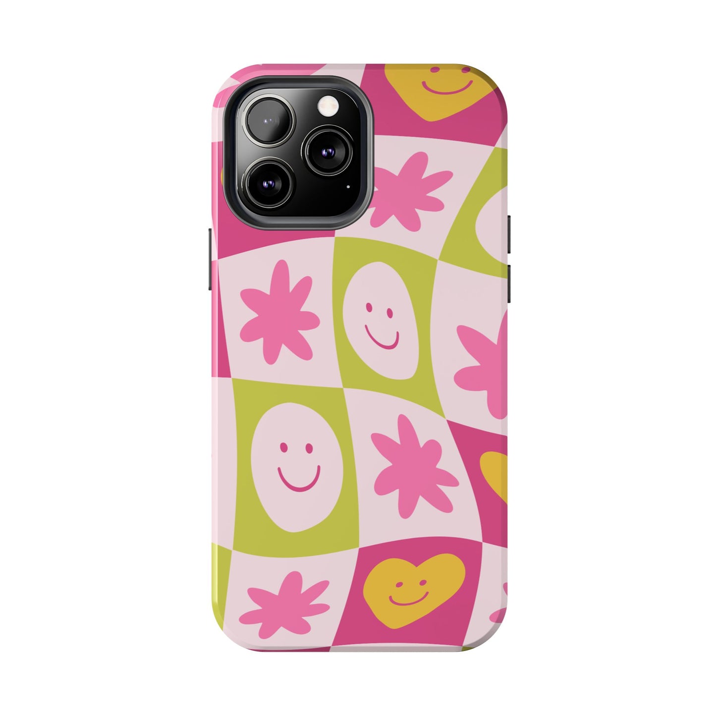 Colorful Smiley Pattern Tough Phone Cases, Playful Phone Covers, Fun Gifts for Friends, Cute Accessories, Vibrant and Durable