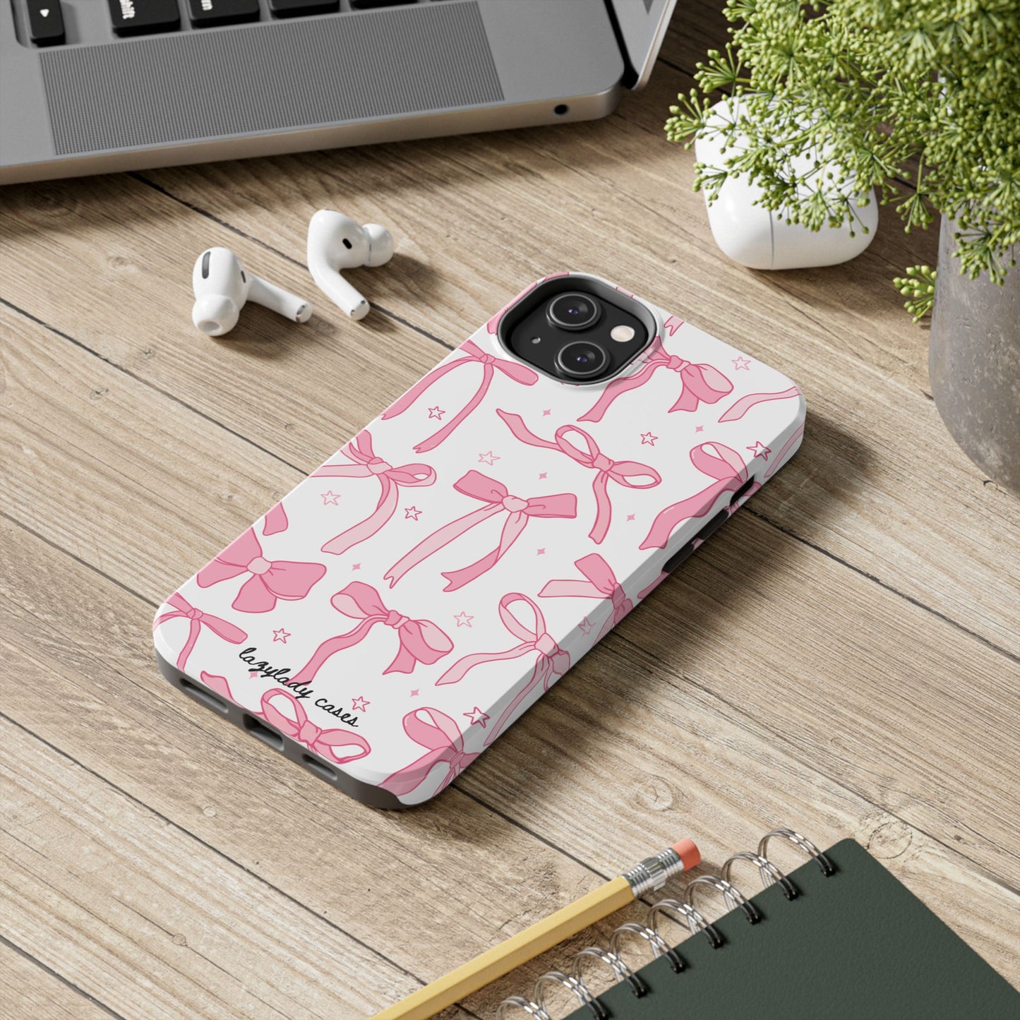 Cute Pink Bow Tough Phone Case - Stylish and Durable Protection