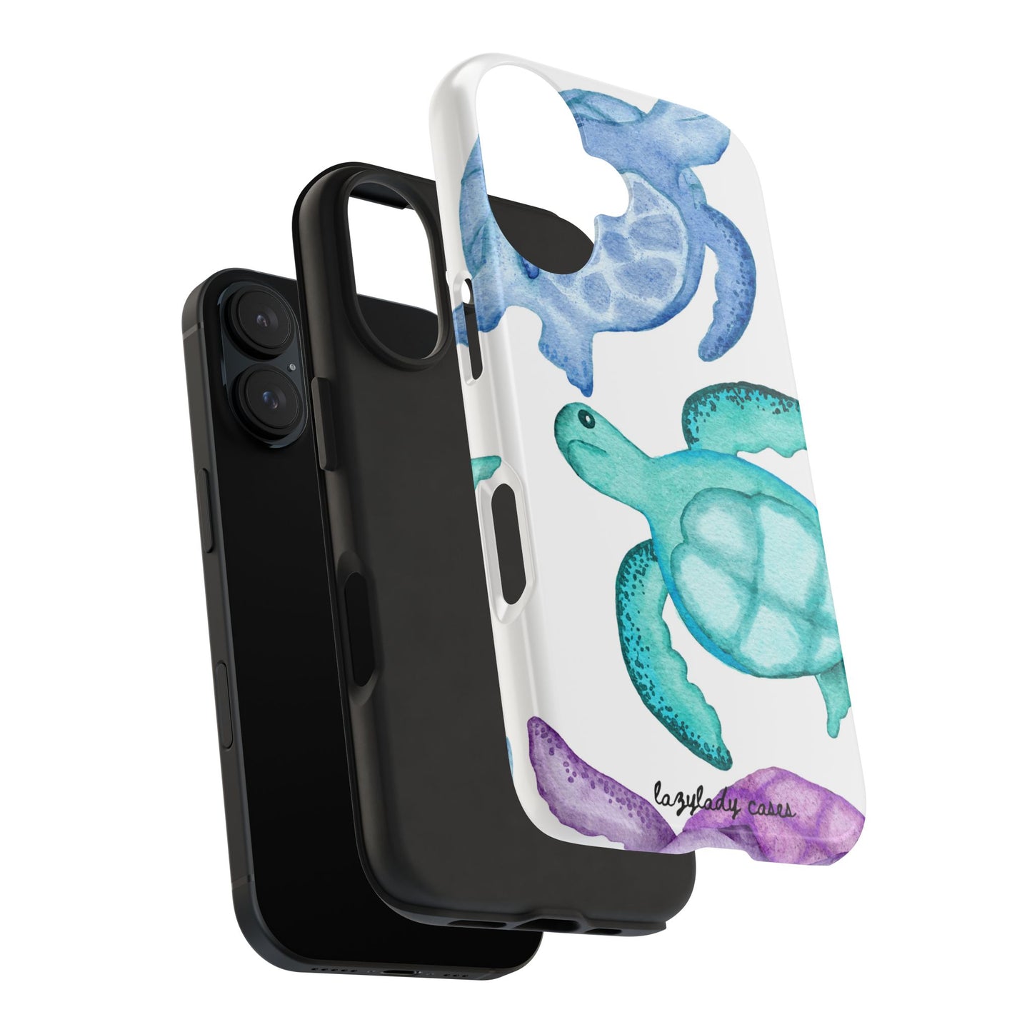 Ocean-Inspired Tough Phone Cases with Colorful Turtles