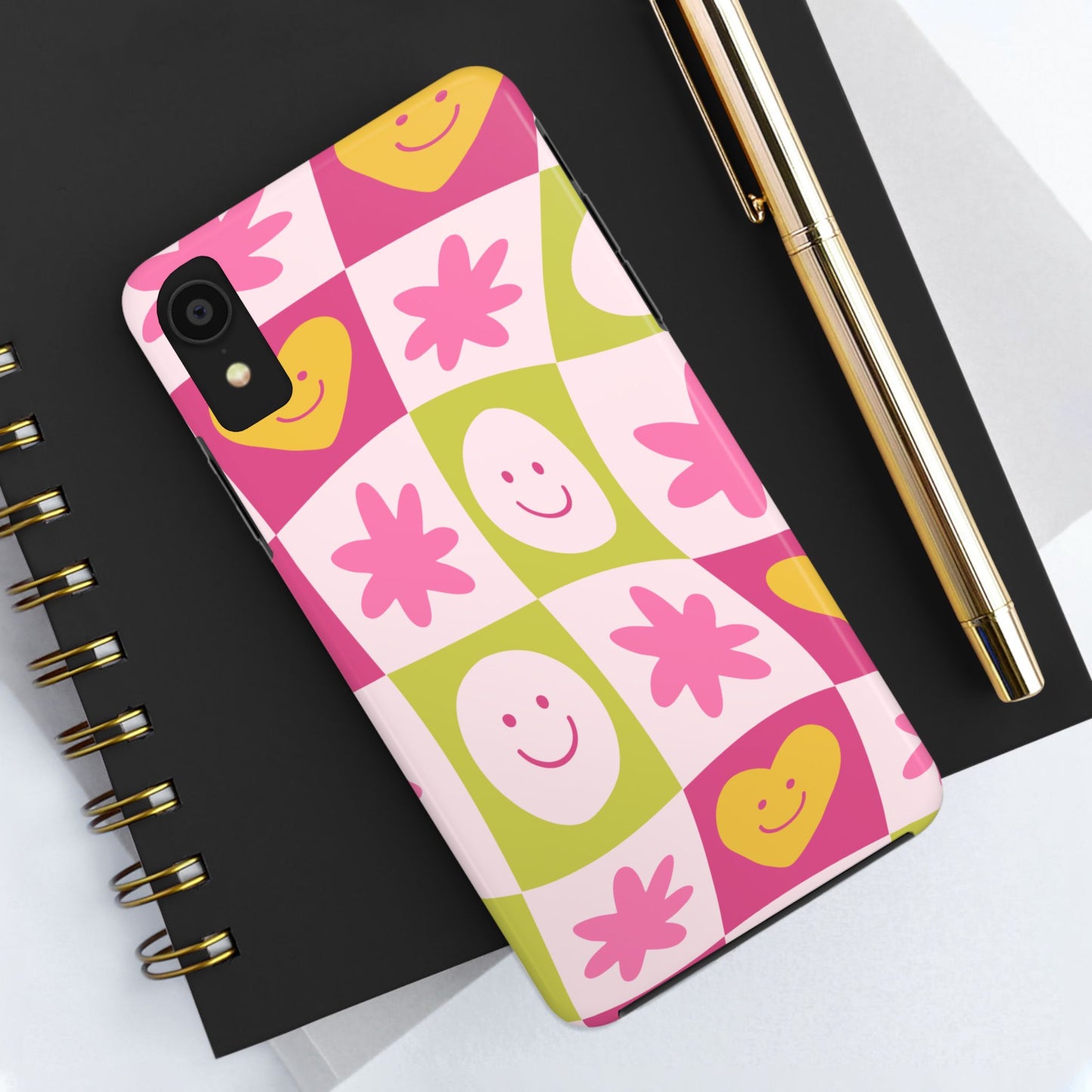 Colorful Smiley Pattern Tough Phone Cases, Playful Phone Covers, Fun Gifts for Friends, Cute Accessories, Vibrant and Durable