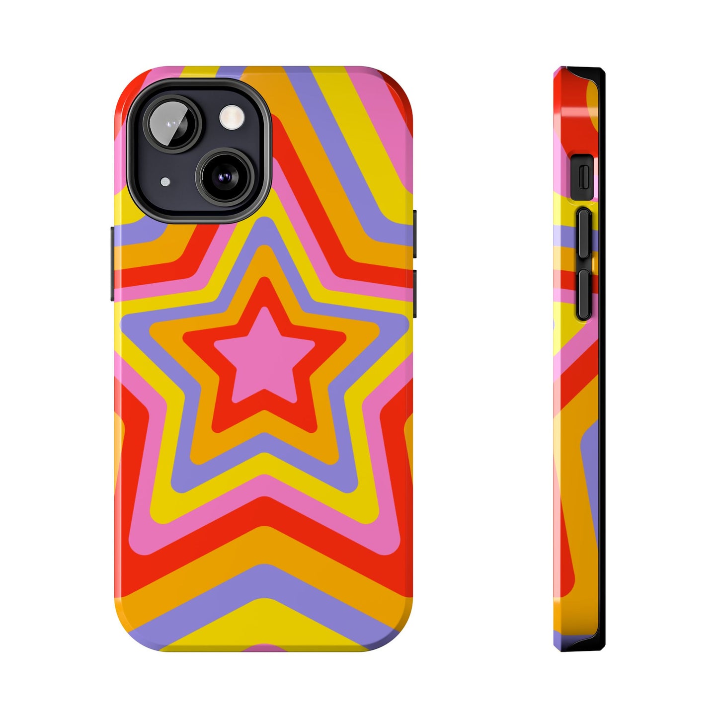 Colorful Star Pattern Tough Phone Cases | Durable Phone Cover, Unique Gifts, Trendy Accessories, Fun Tech Style