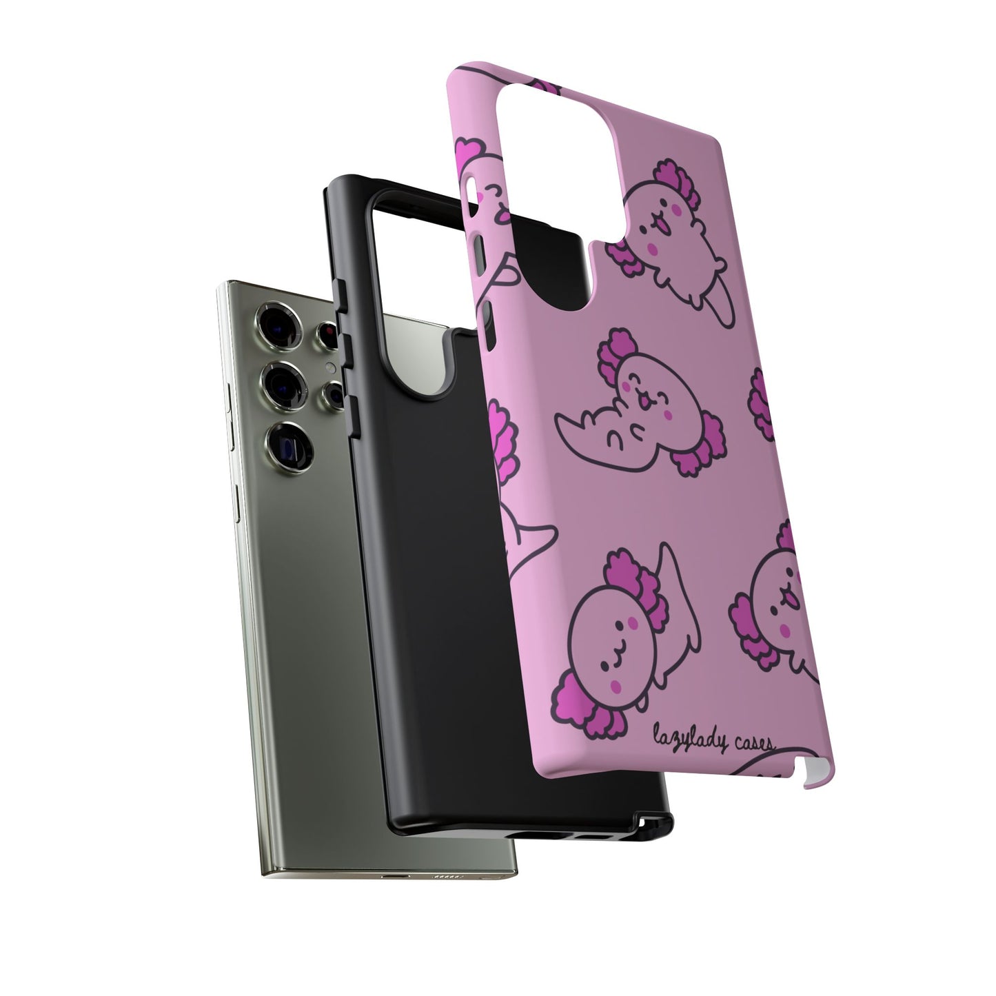 Cute Cartoon Axo Phone Case with Pink Sea Creatures Design