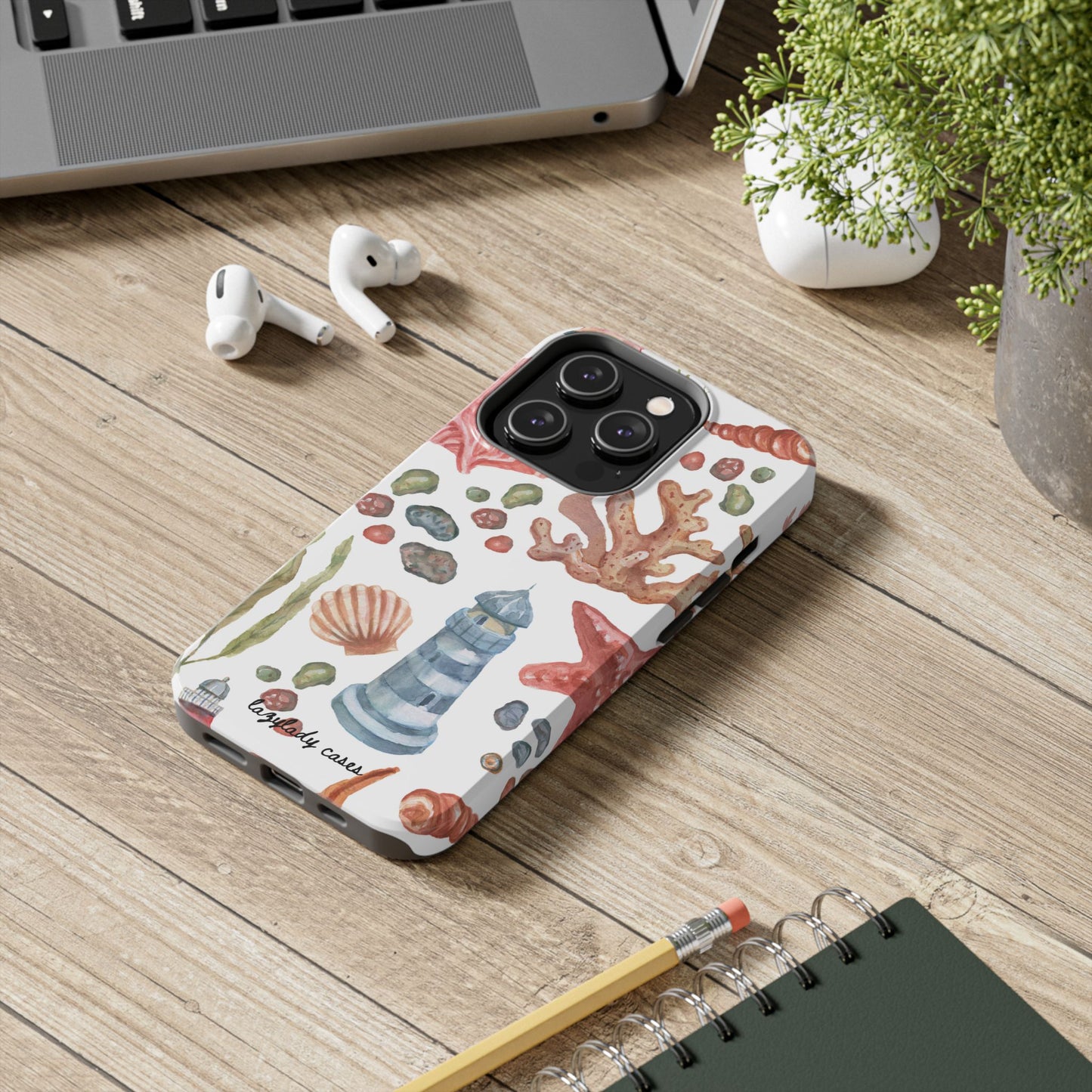 Coastal Art Tough Phone Cases - Stylish Beach Vibes with Lighthouse Design