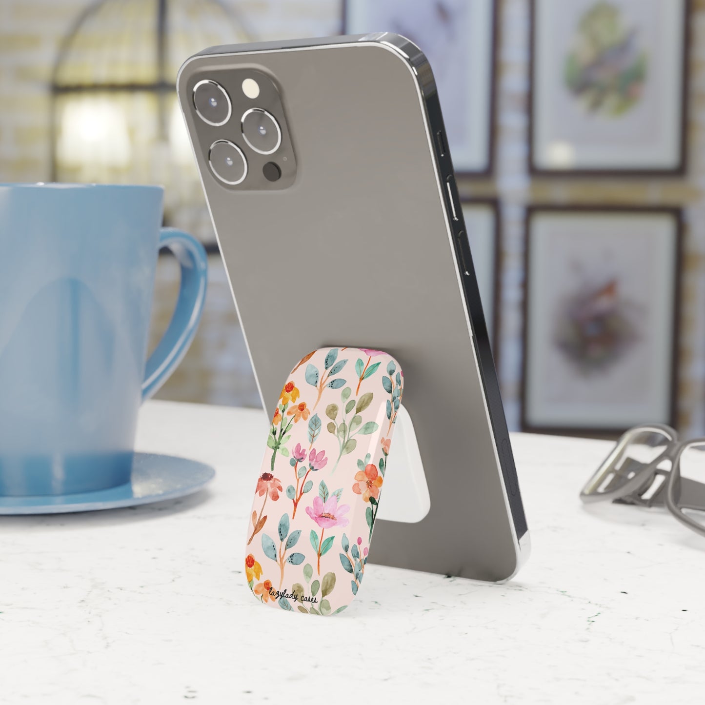 Wild Flower Phone Grip - Stylish Click-On Holder for Easy Access