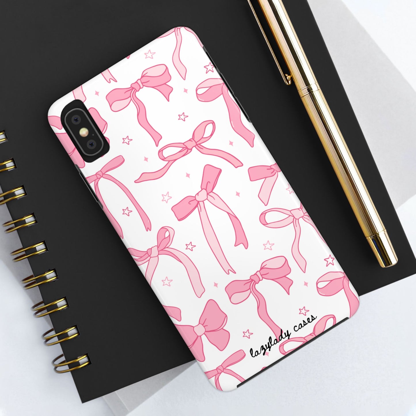 Cute Pink Bow Tough Phone Case - Stylish and Durable Protection
