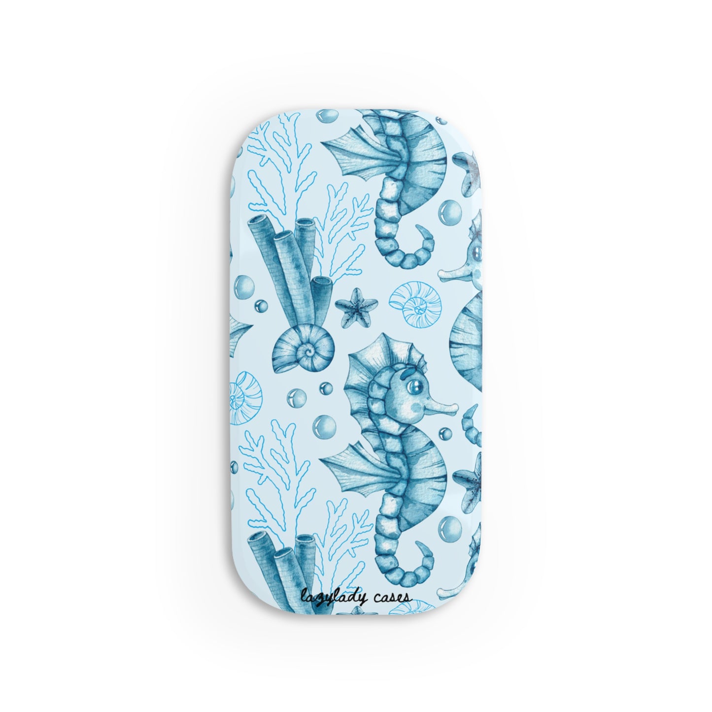 Beach-Inspired Phone Click-On Grip with Seahorse Design