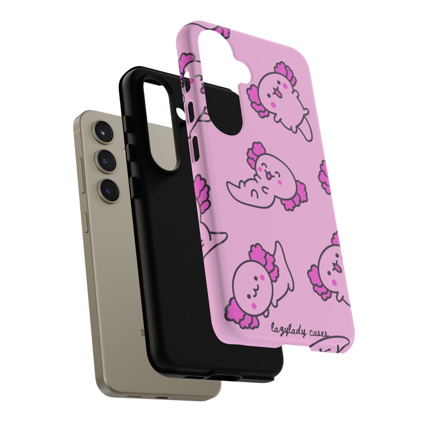 Cute Cartoon Axo Phone Case with Pink Sea Creatures Design