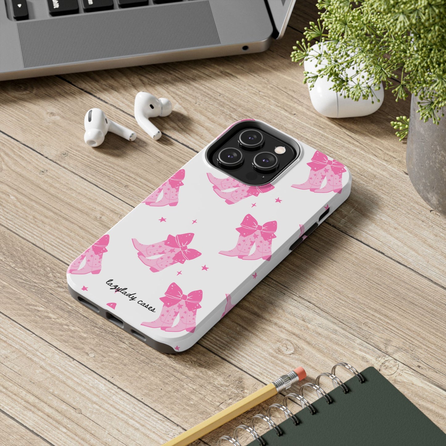 Pink Cowgirl Tough Phone Case - Trendy Protection with Bow Design