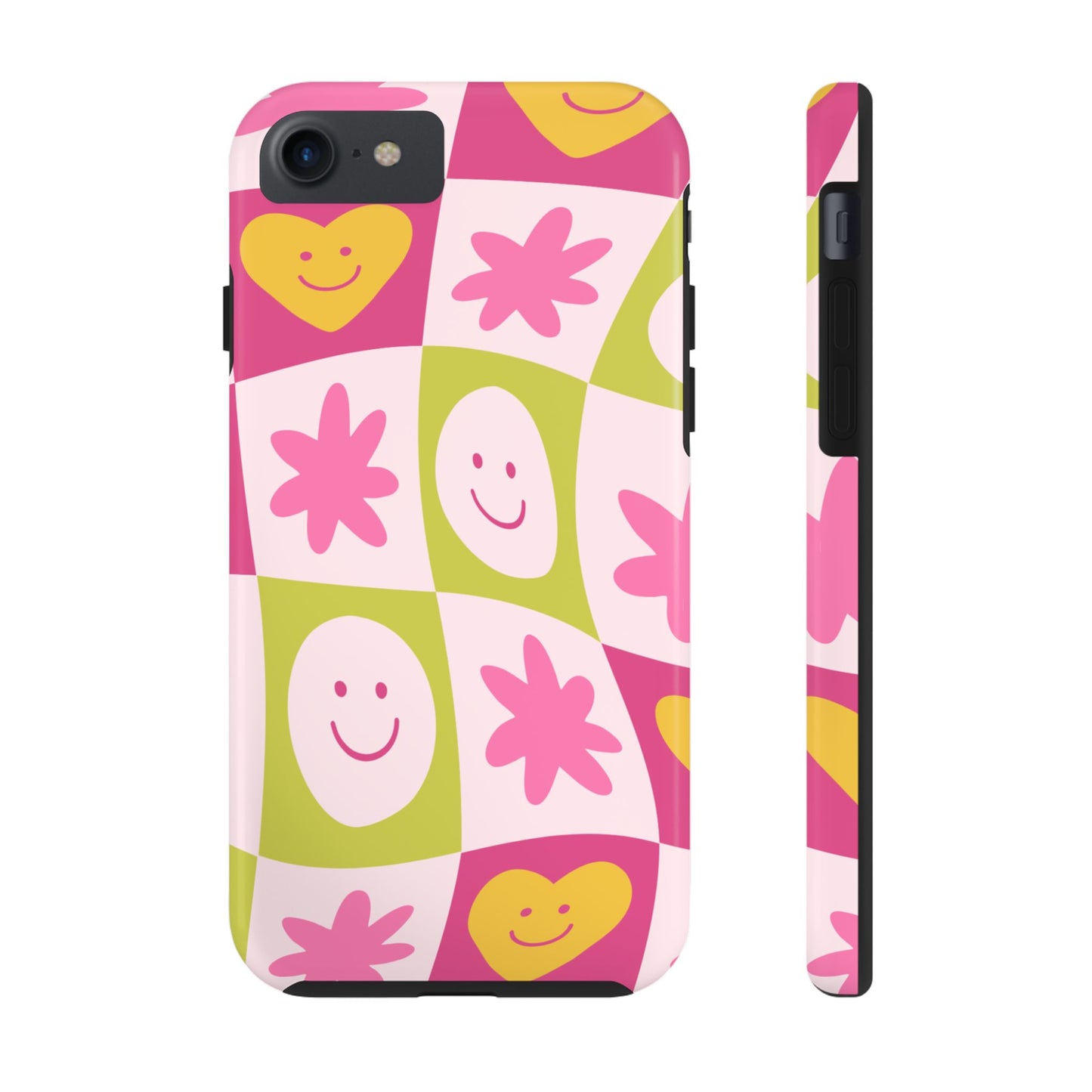 Colorful Smiley Pattern Tough Phone Cases, Playful Phone Covers, Fun Gifts for Friends, Cute Accessories, Vibrant and Durable