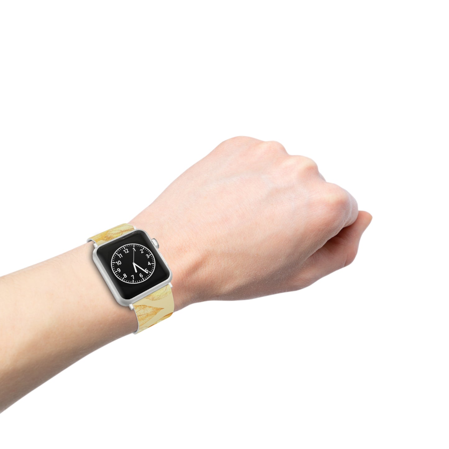 Yellow Dusk Apple Watch Band - Elegant Design with Leaf Patterns