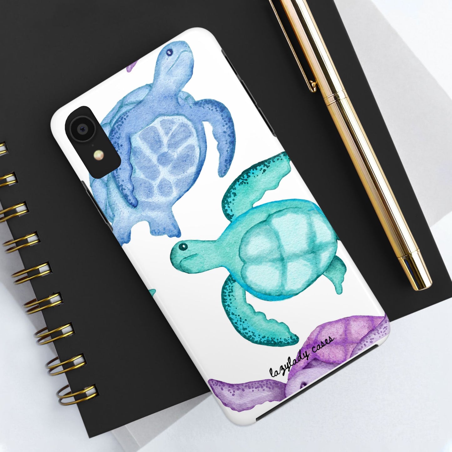 Ocean-Inspired Tough Phone Cases with Colorful Turtles