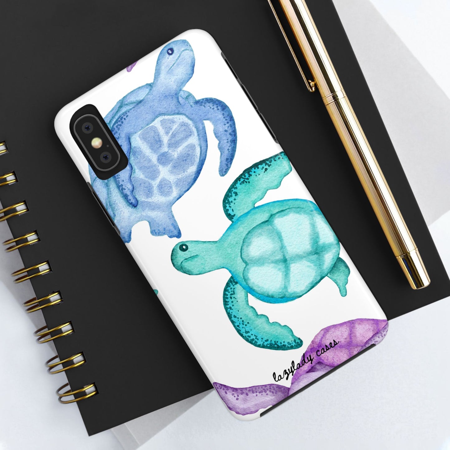 Ocean-Inspired Tough Phone Cases with Colorful Turtles