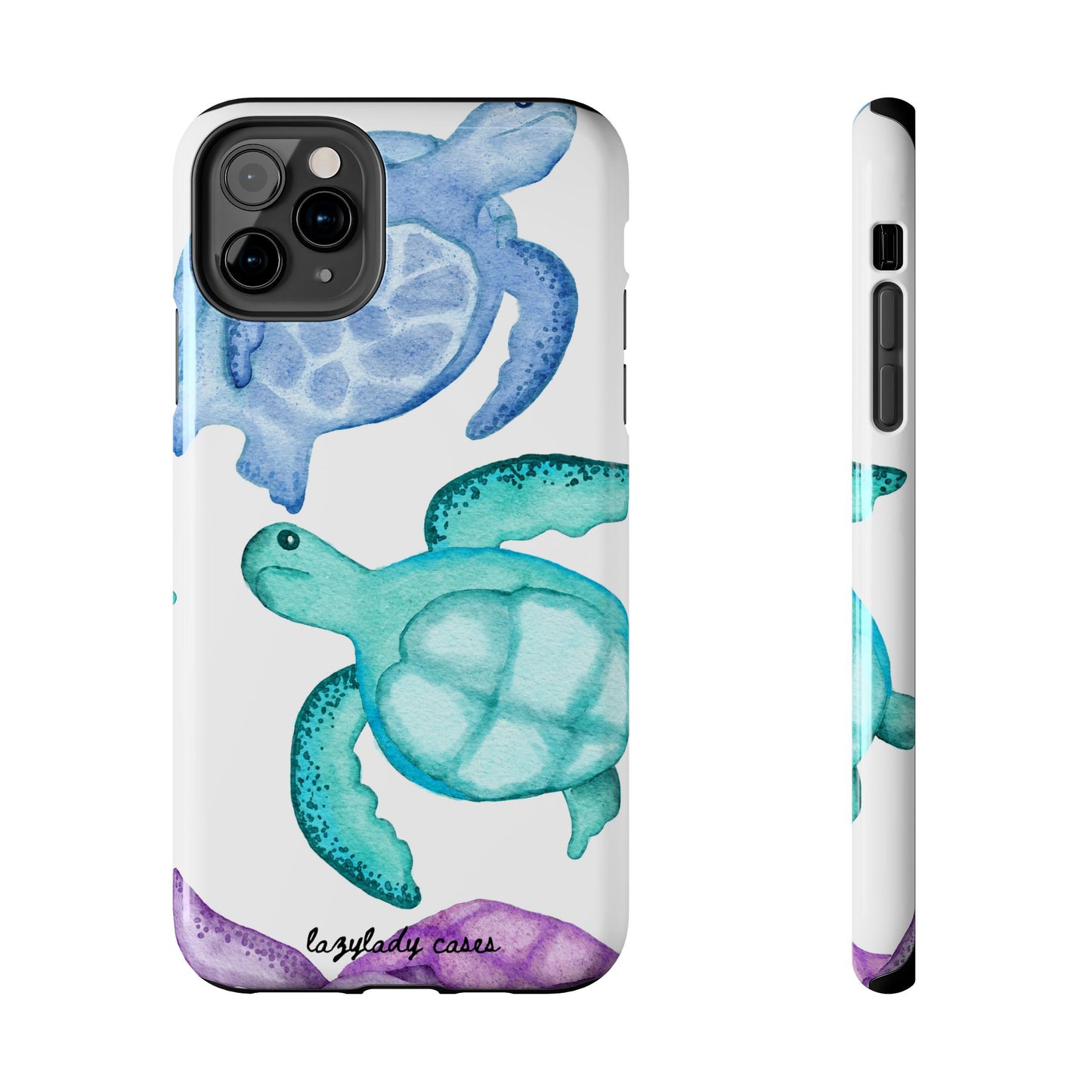 Ocean-Inspired Tough Phone Cases with Colorful Turtles