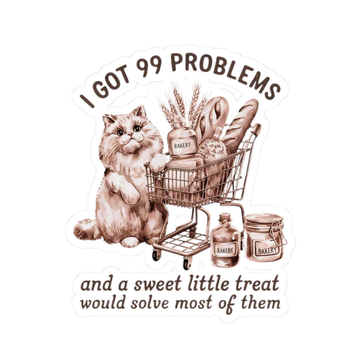 Cat-Themed Kiss-Cut Stickers, Cute Stickers, Bakery Stickers, Funny Cat Stickers, Laptop Stickers, Pet Lover Gifts