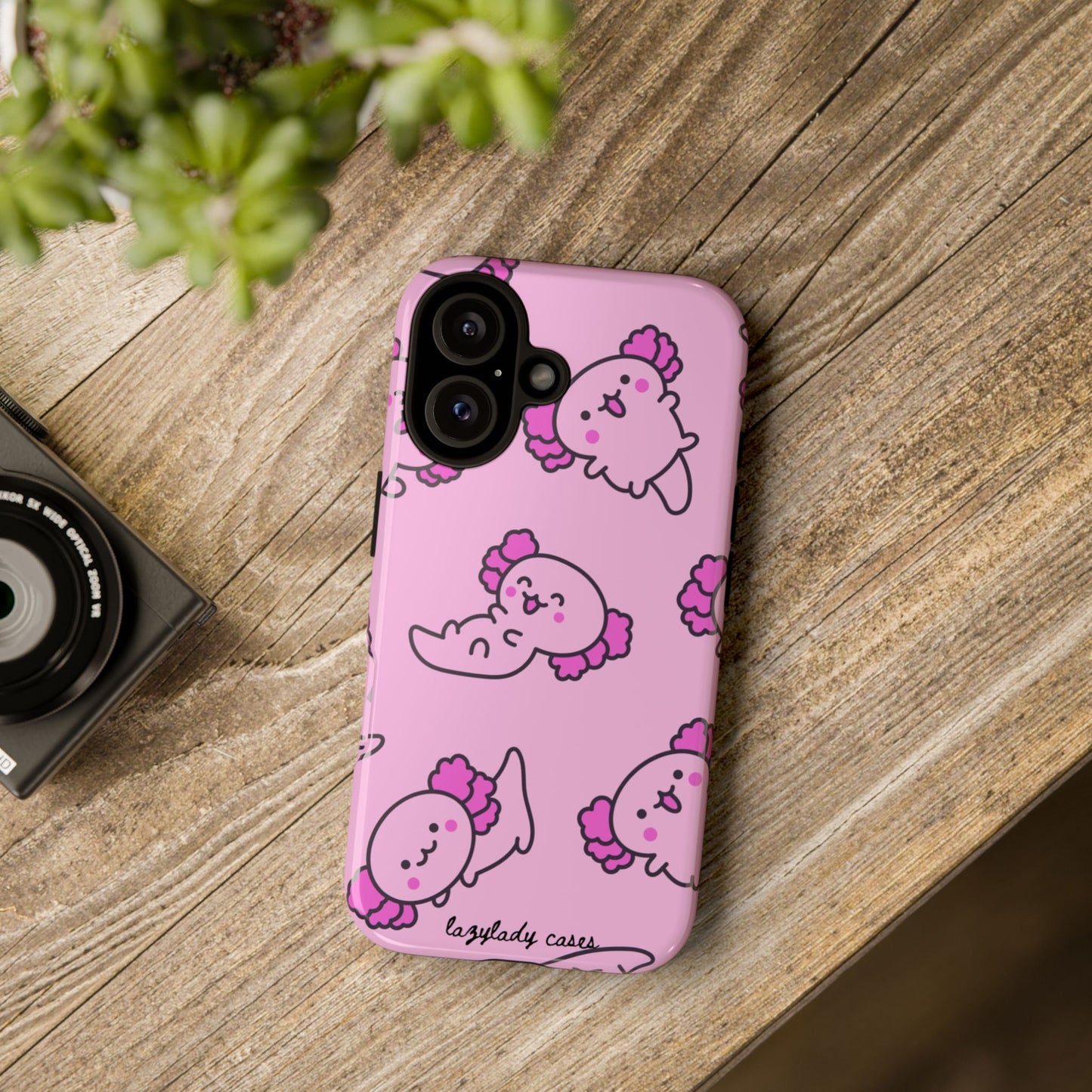Cute Cartoon Axo Phone Case with Pink Sea Creatures Design