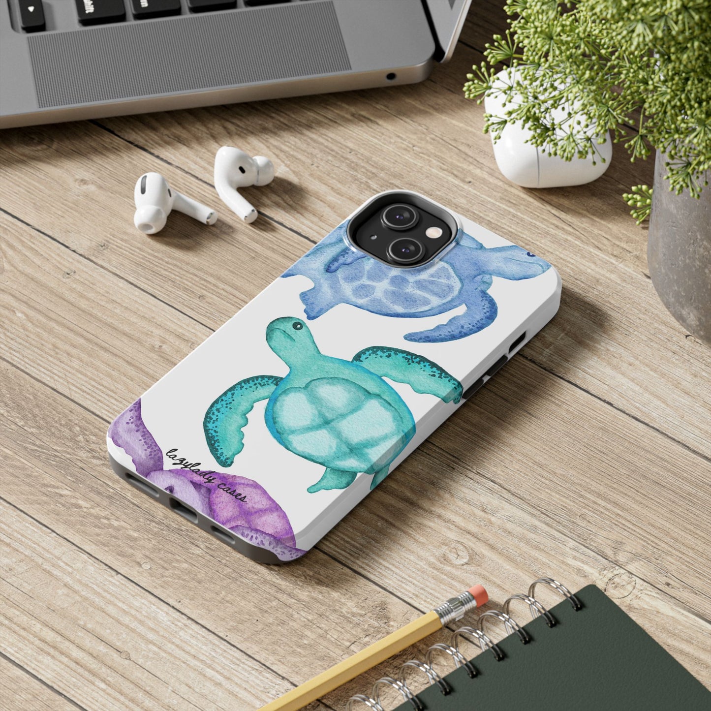 Ocean-Inspired Tough Phone Cases with Colorful Turtles