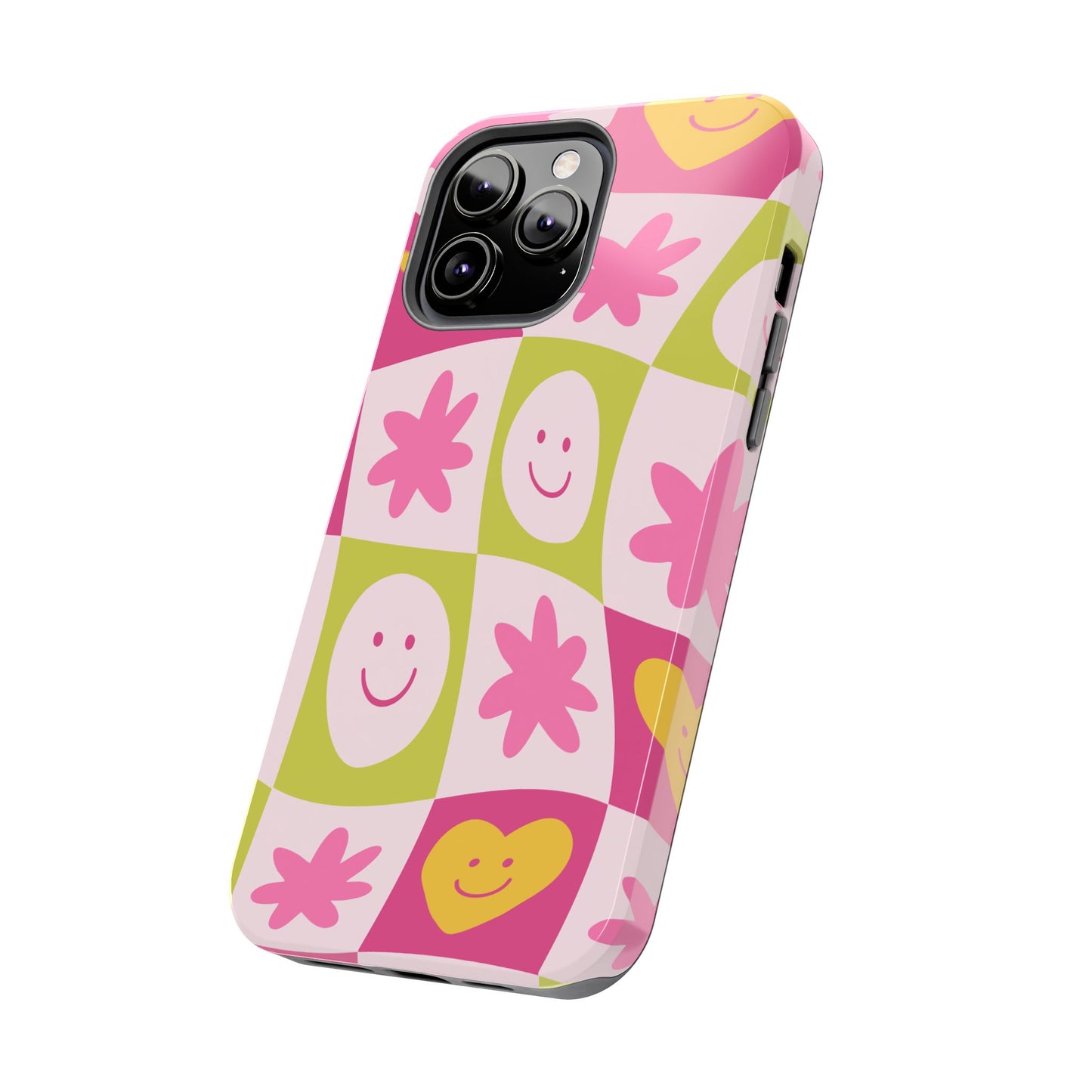 Colorful Smiley Pattern Tough Phone Cases, Playful Phone Covers, Fun Gifts for Friends, Cute Accessories, Vibrant and Durable