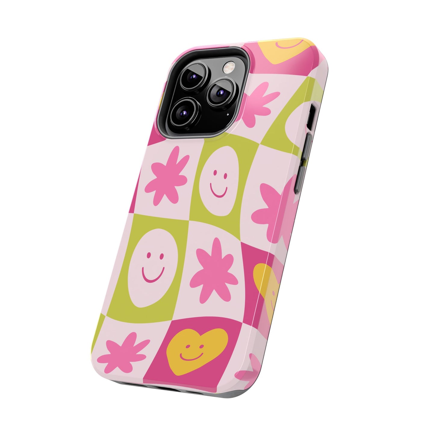Colorful Smiley Pattern Tough Phone Cases, Playful Phone Covers, Fun Gifts for Friends, Cute Accessories, Vibrant and Durable