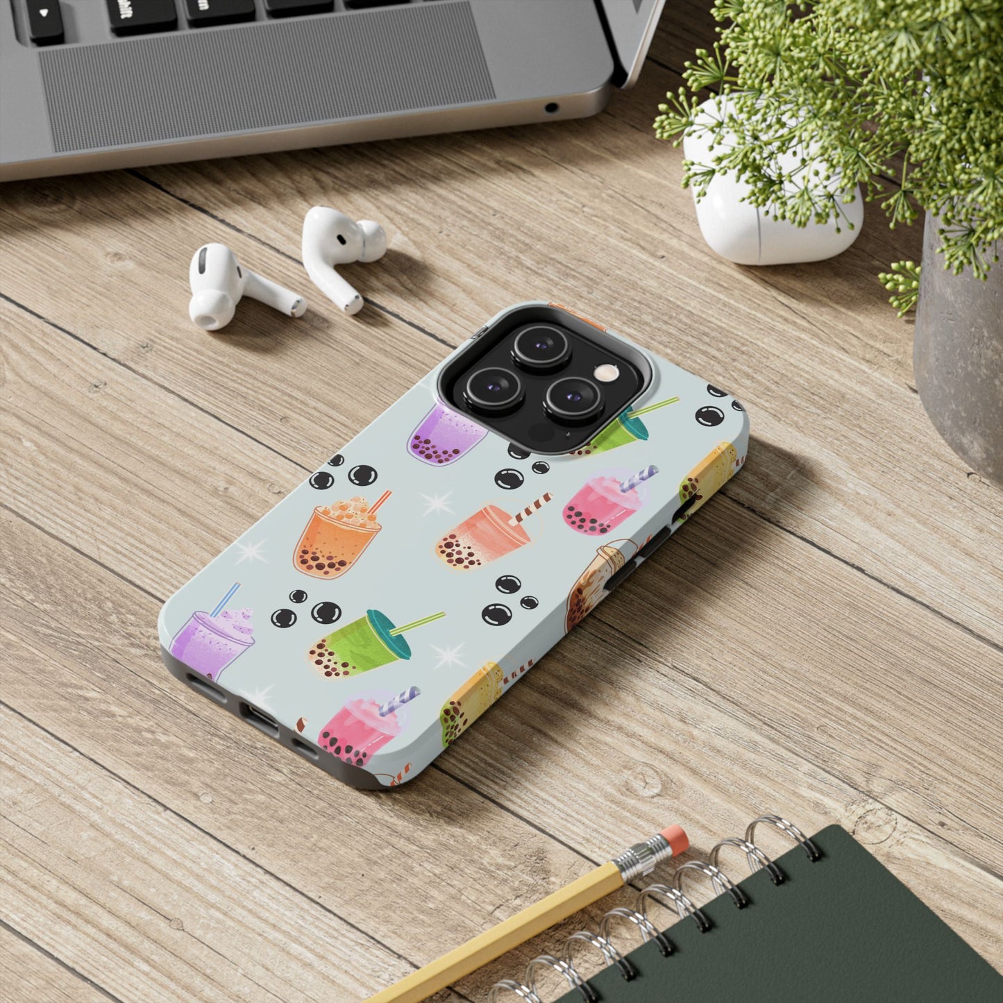 Colorful Boba Tea Phone Case, Tough Phone Cases for Drink Lovers, Cute Phone Accessory, Fun Gifts for Friends, Summer Vibes