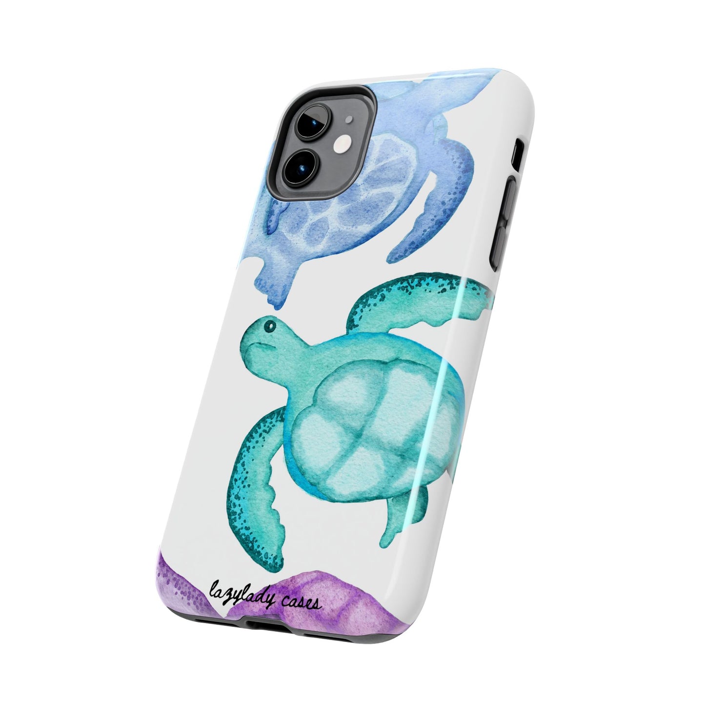 Ocean-Inspired Tough Phone Cases with Colorful Turtles