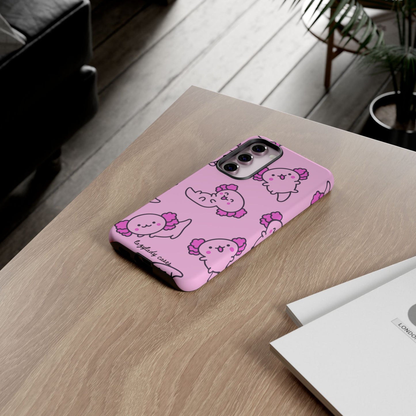 Cute Cartoon Axo Phone Case with Pink Sea Creatures Design