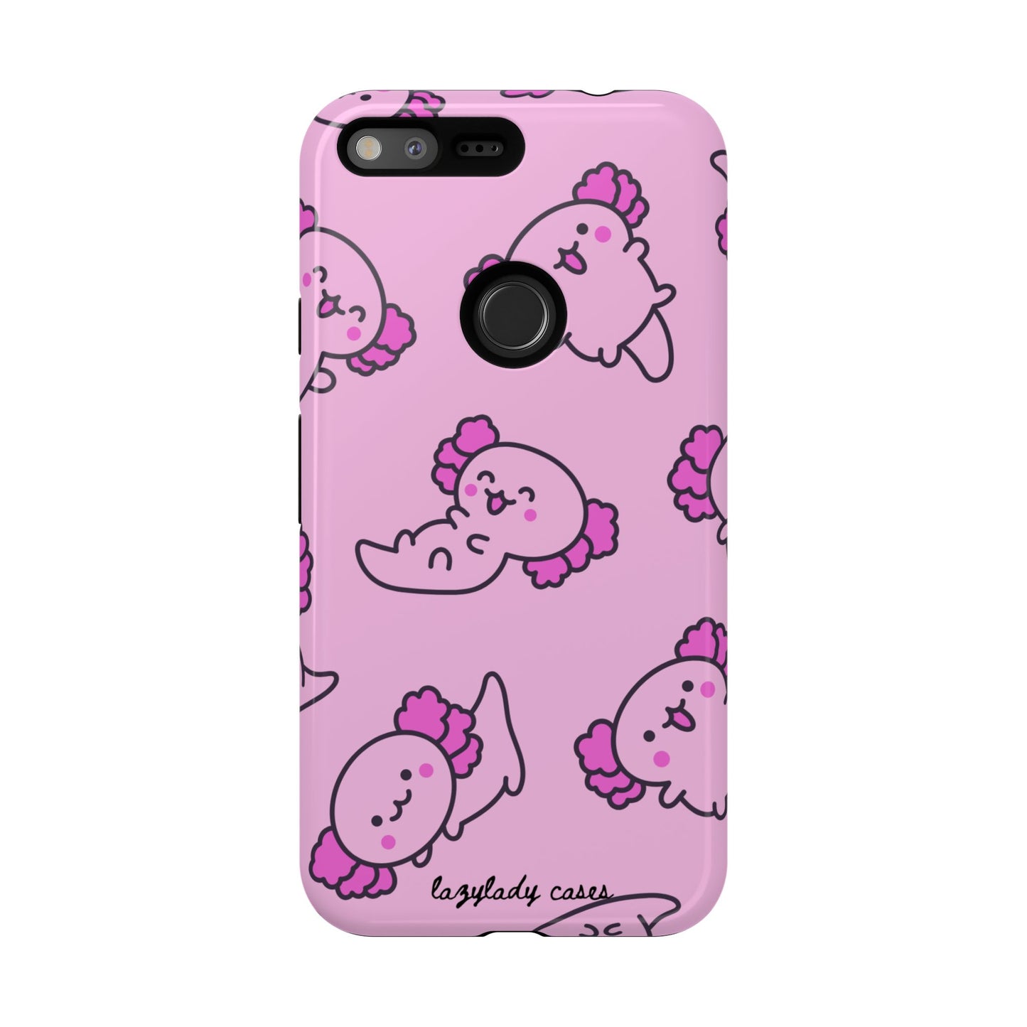 Cute Cartoon Axo Phone Case with Pink Sea Creatures Design