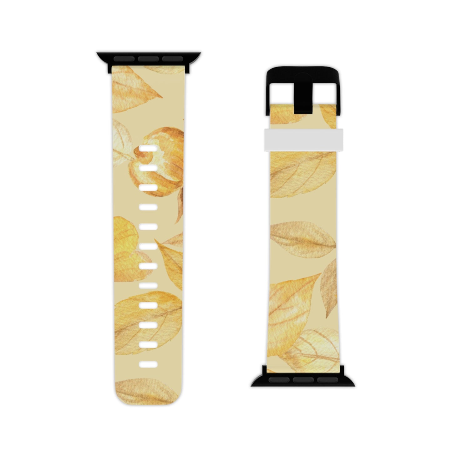 Yellow Dusk Apple Watch Band - Elegant Design with Leaf Patterns