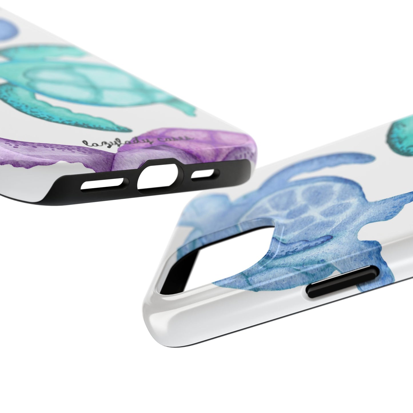 Ocean-Inspired Tough Phone Cases with Colorful Turtles