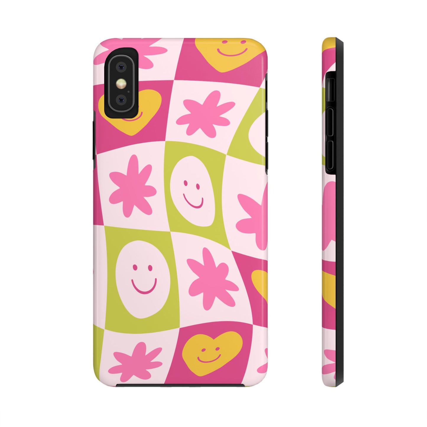 Colorful Smiley Pattern Tough Phone Cases, Playful Phone Covers, Fun Gifts for Friends, Cute Accessories, Vibrant and Durable