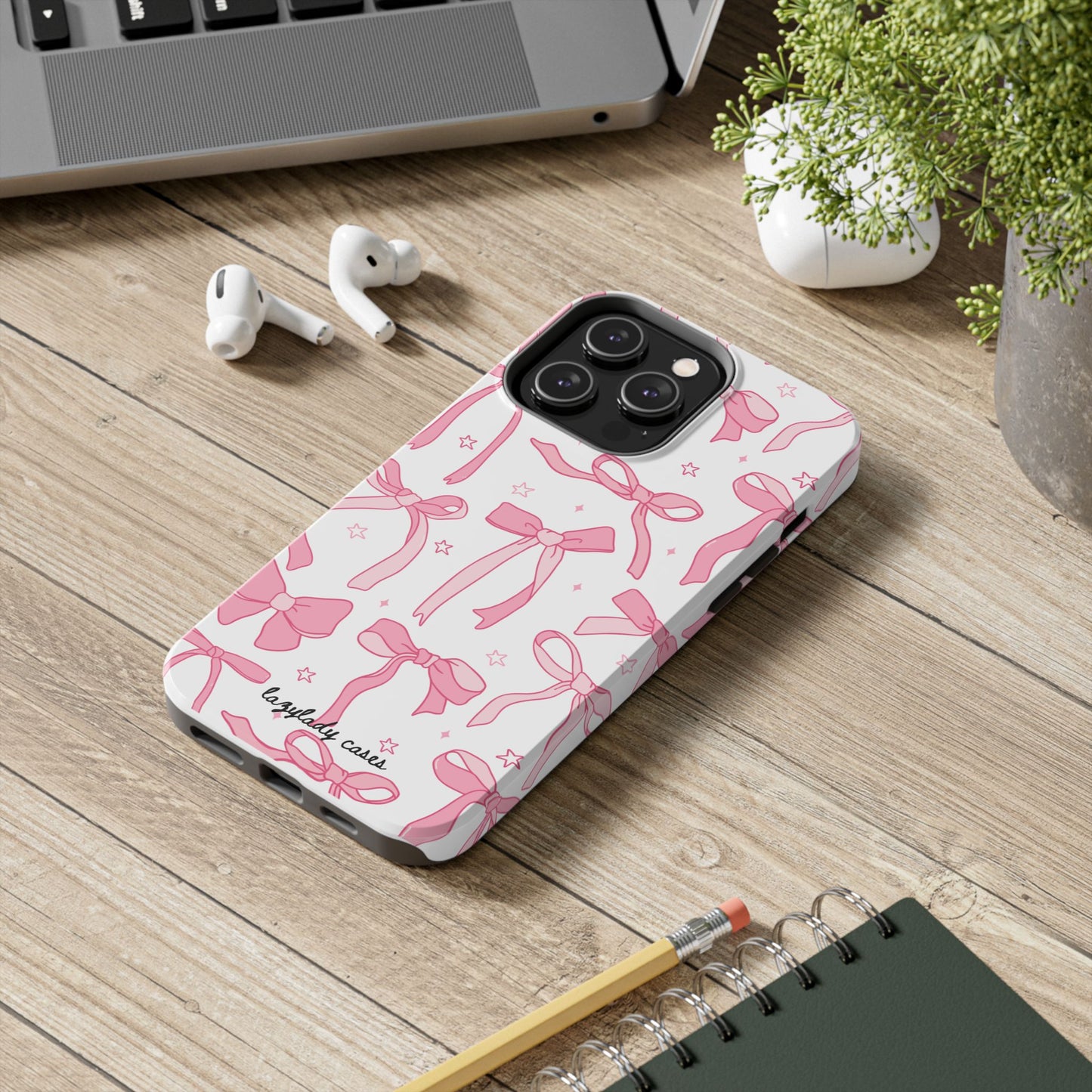 Cute Pink Bow Tough Phone Case - Stylish and Durable Protection