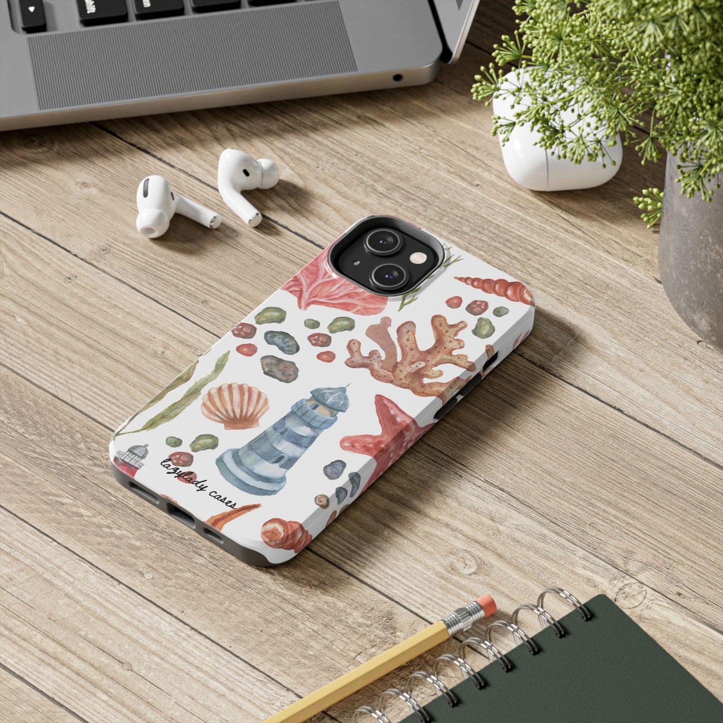 Coastal Art Tough Phone Cases - Stylish Beach Vibes with Lighthouse Design