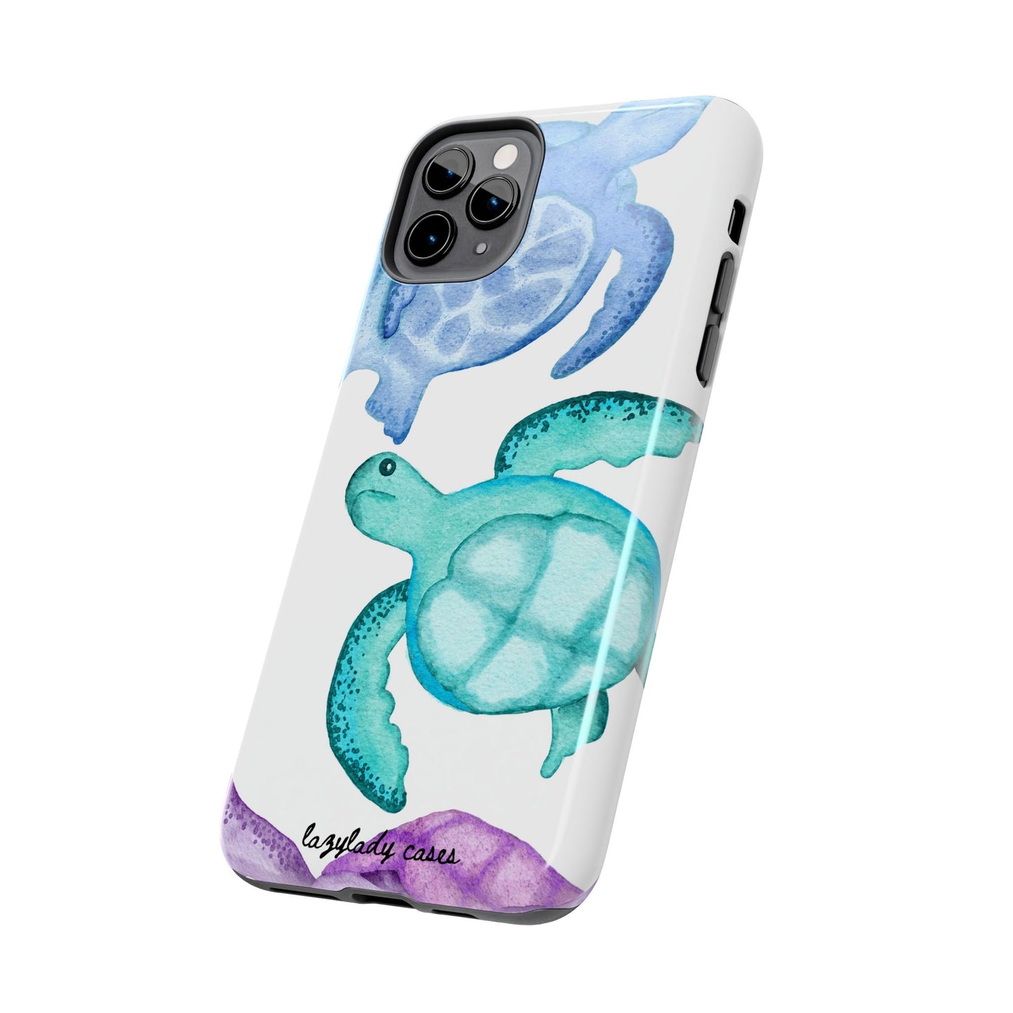 Ocean-Inspired Tough Phone Cases with Colorful Turtles