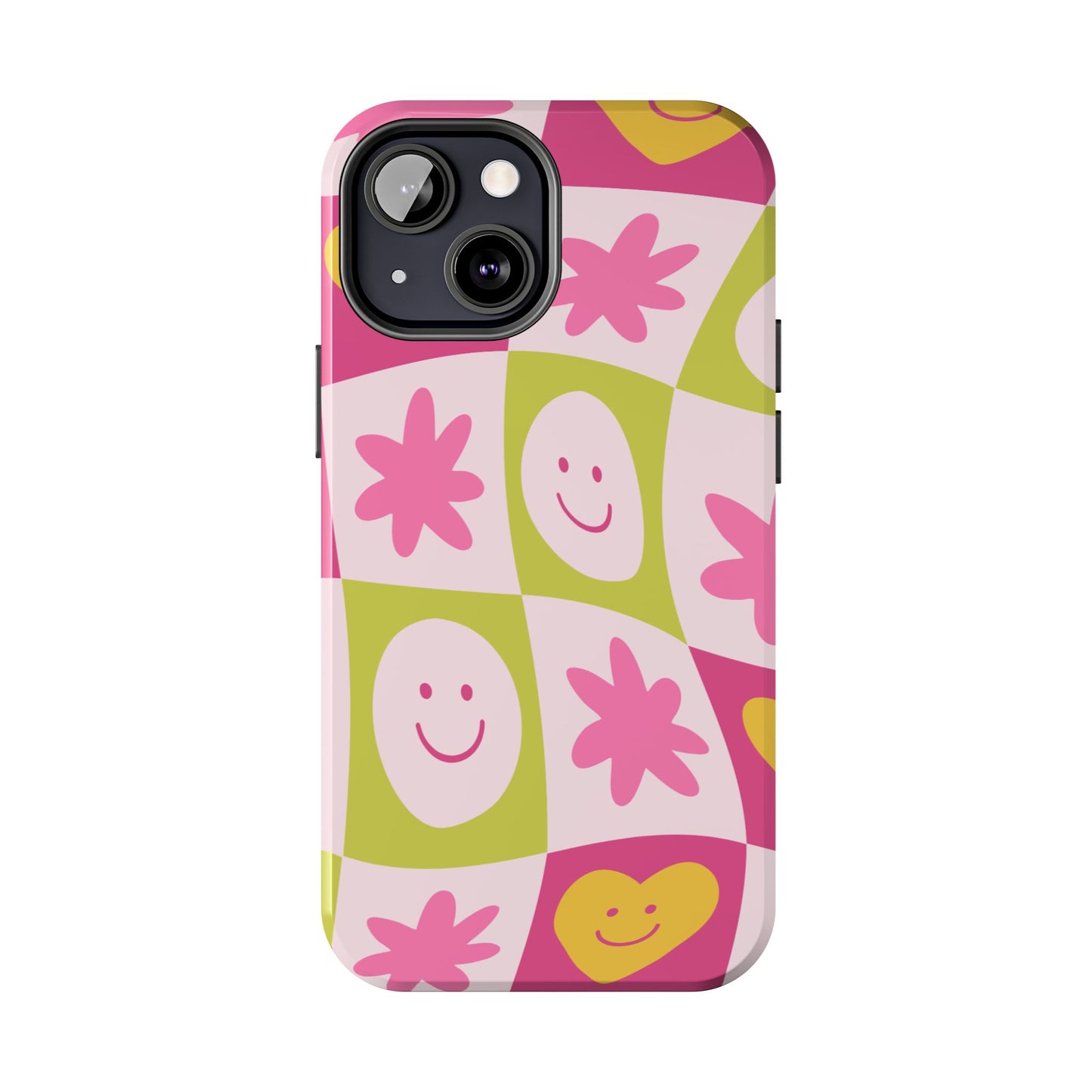 Colorful Smiley Pattern Tough Phone Cases, Playful Phone Covers, Fun Gifts for Friends, Cute Accessories, Vibrant and Durable
