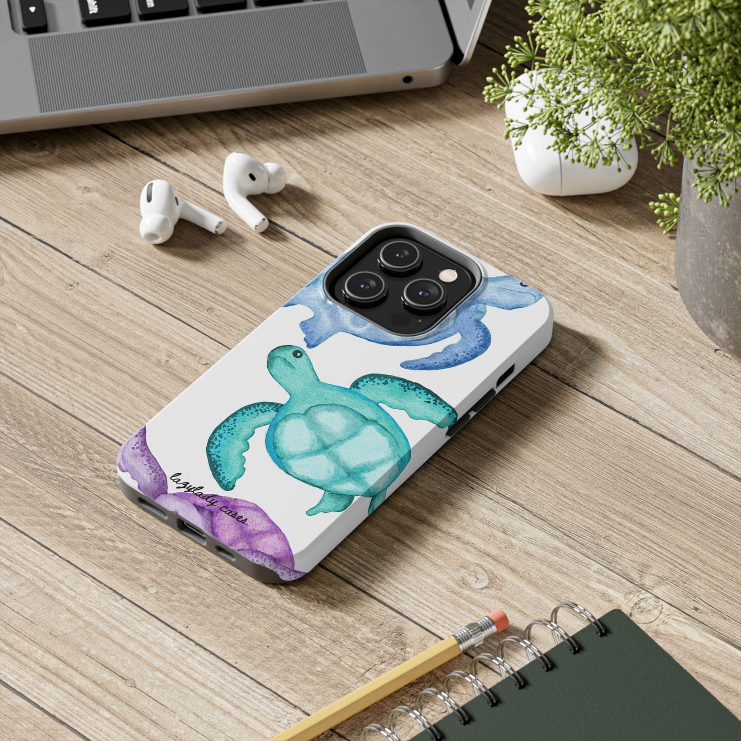 Ocean-Inspired Tough Phone Cases with Colorful Turtles