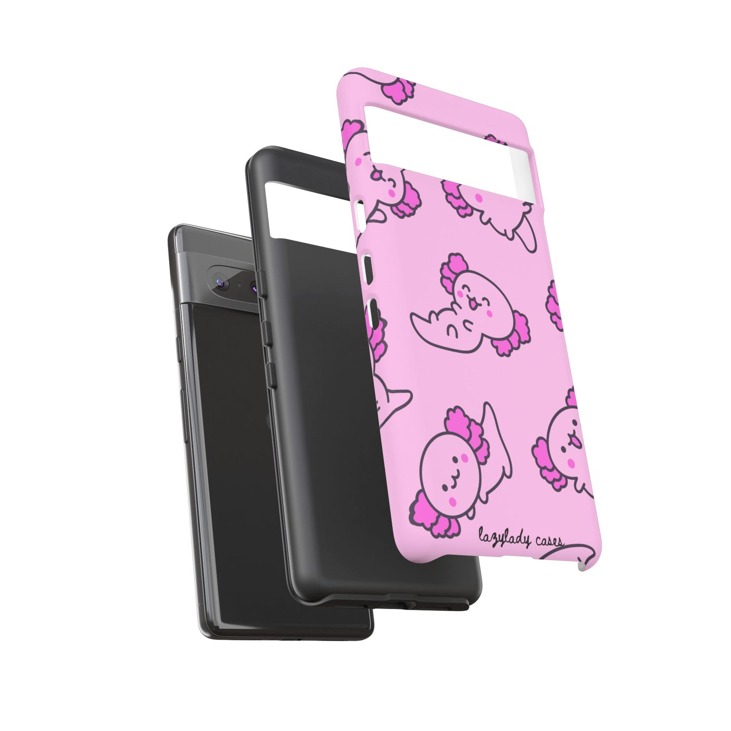 Cute Cartoon Axo Phone Case with Pink Sea Creatures Design