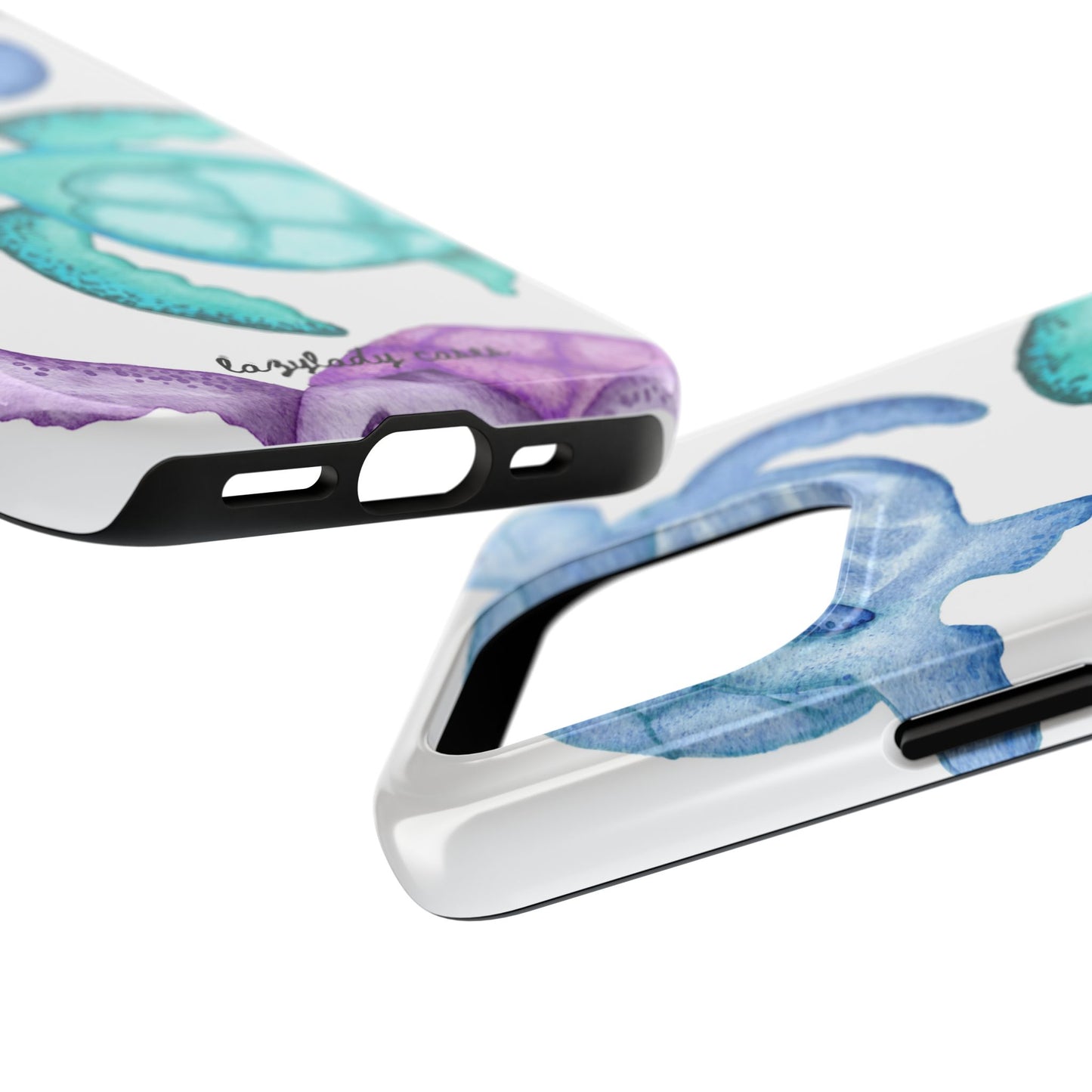 Ocean-Inspired Tough Phone Cases with Colorful Turtles