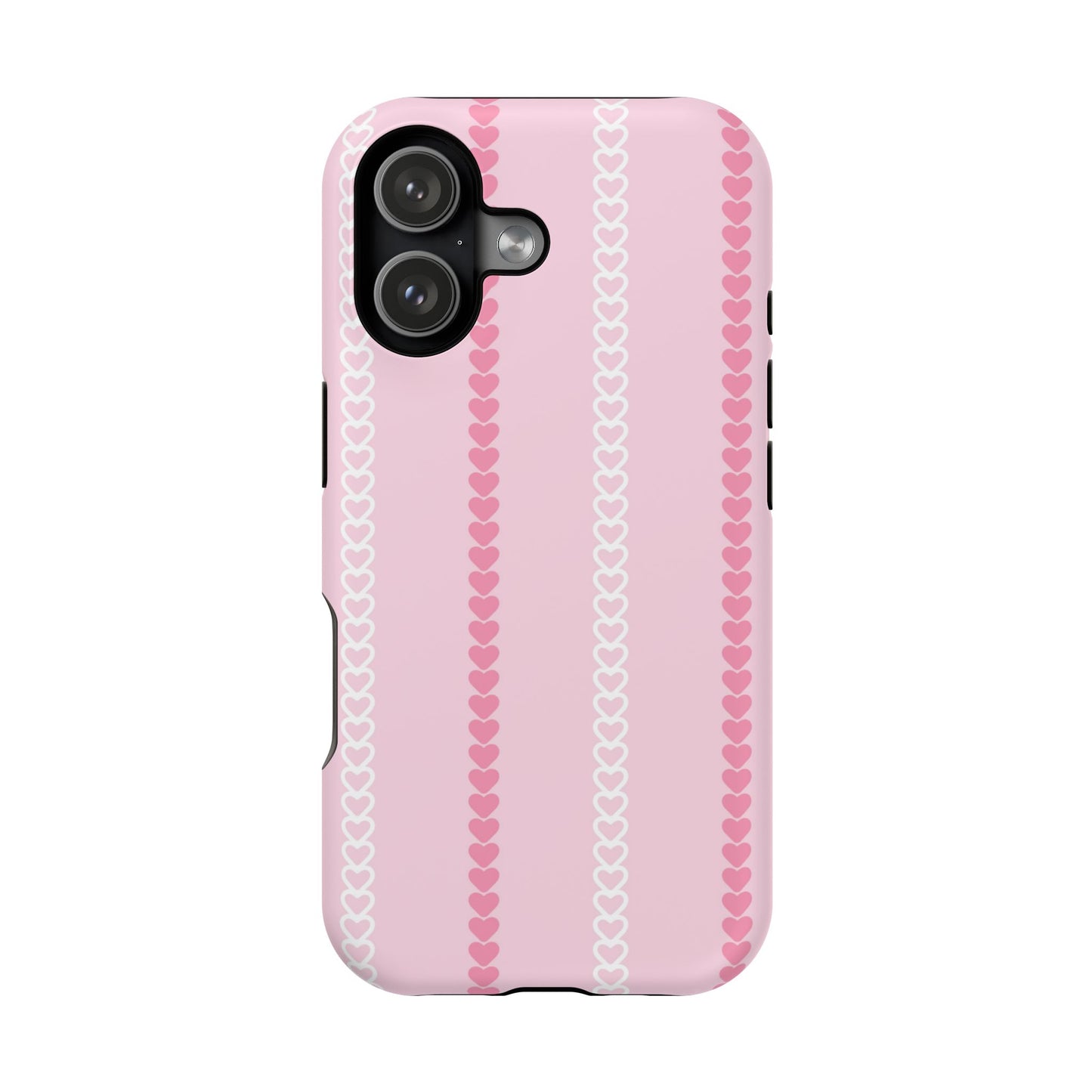 Pink Heart Stripe Impact-Resistant Phone Case