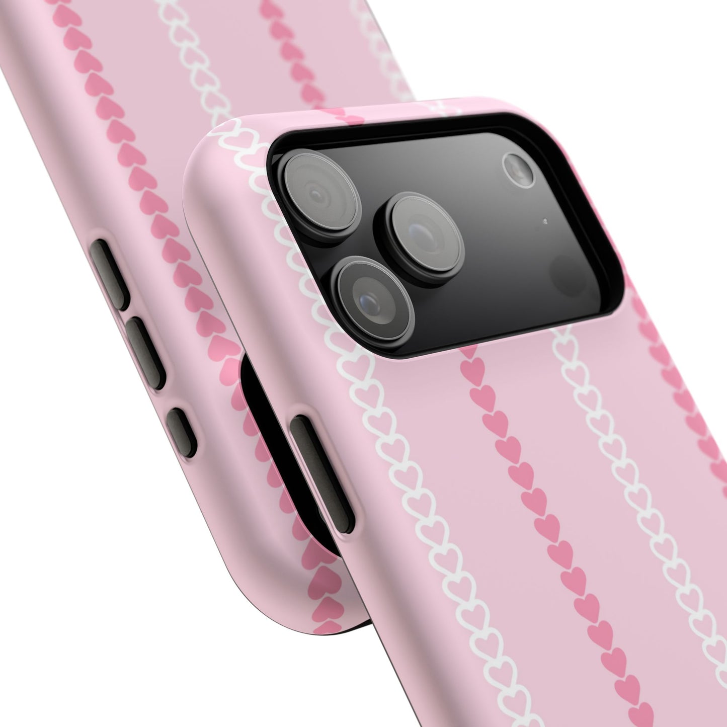 Pink Heart Stripe Impact-Resistant Phone Case