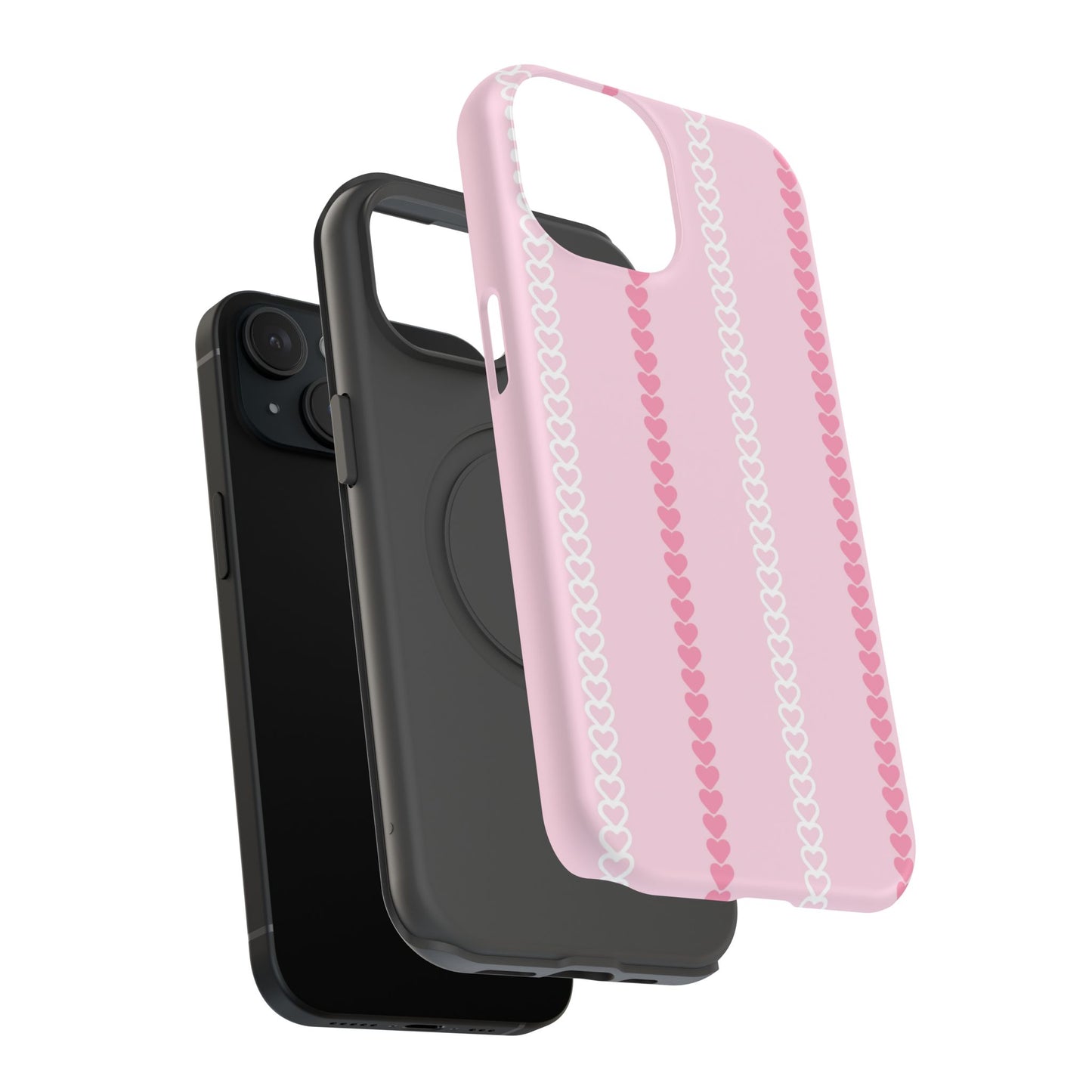 Pink Heart Stripe Impact-Resistant Phone Case