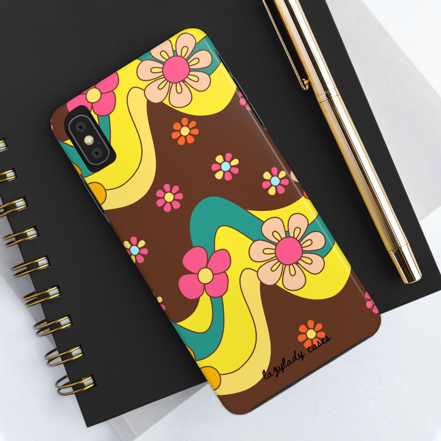 Retro Floral Tough Phone Case – Stylish and Durable Design