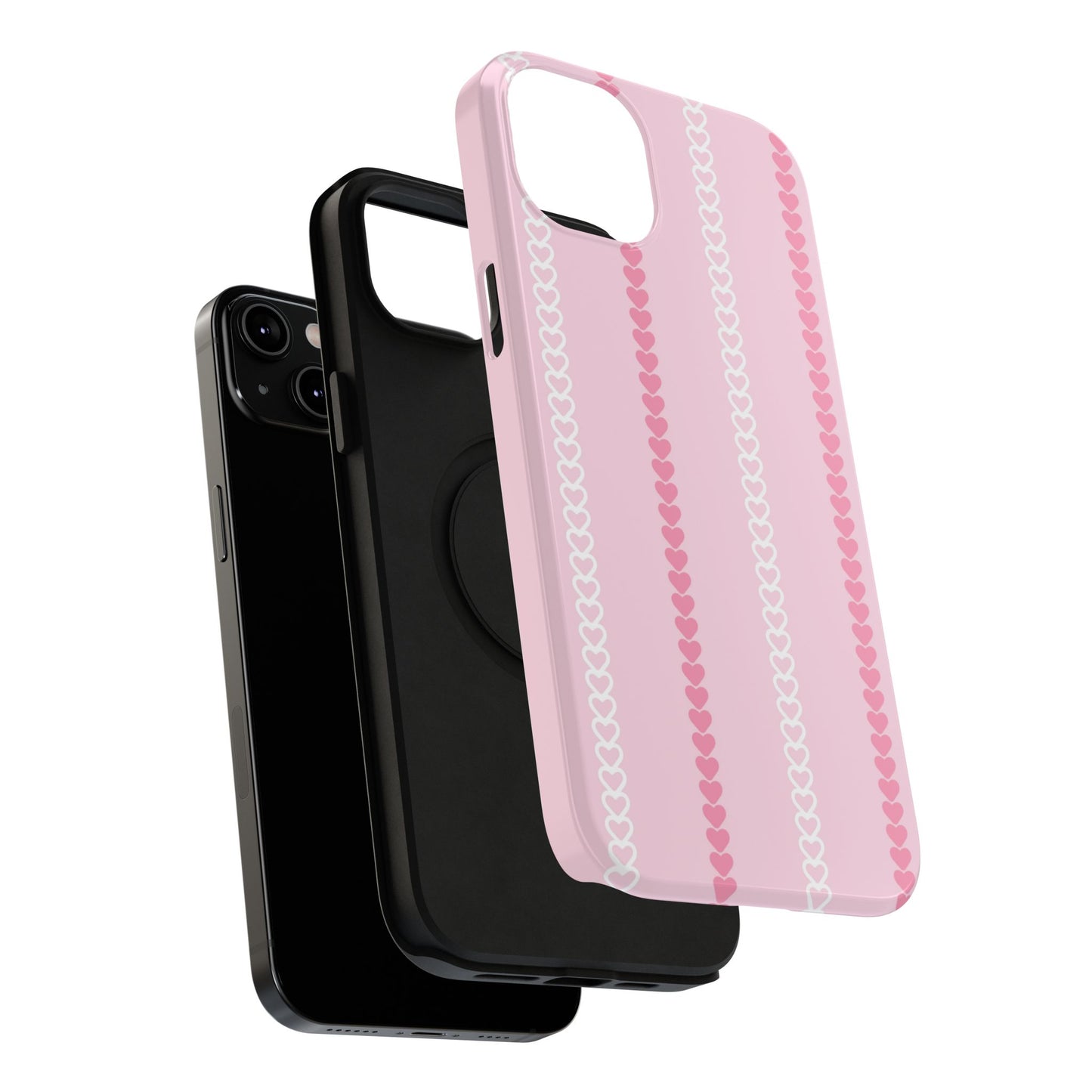 Pink Heart Stripe Impact-Resistant Phone Case