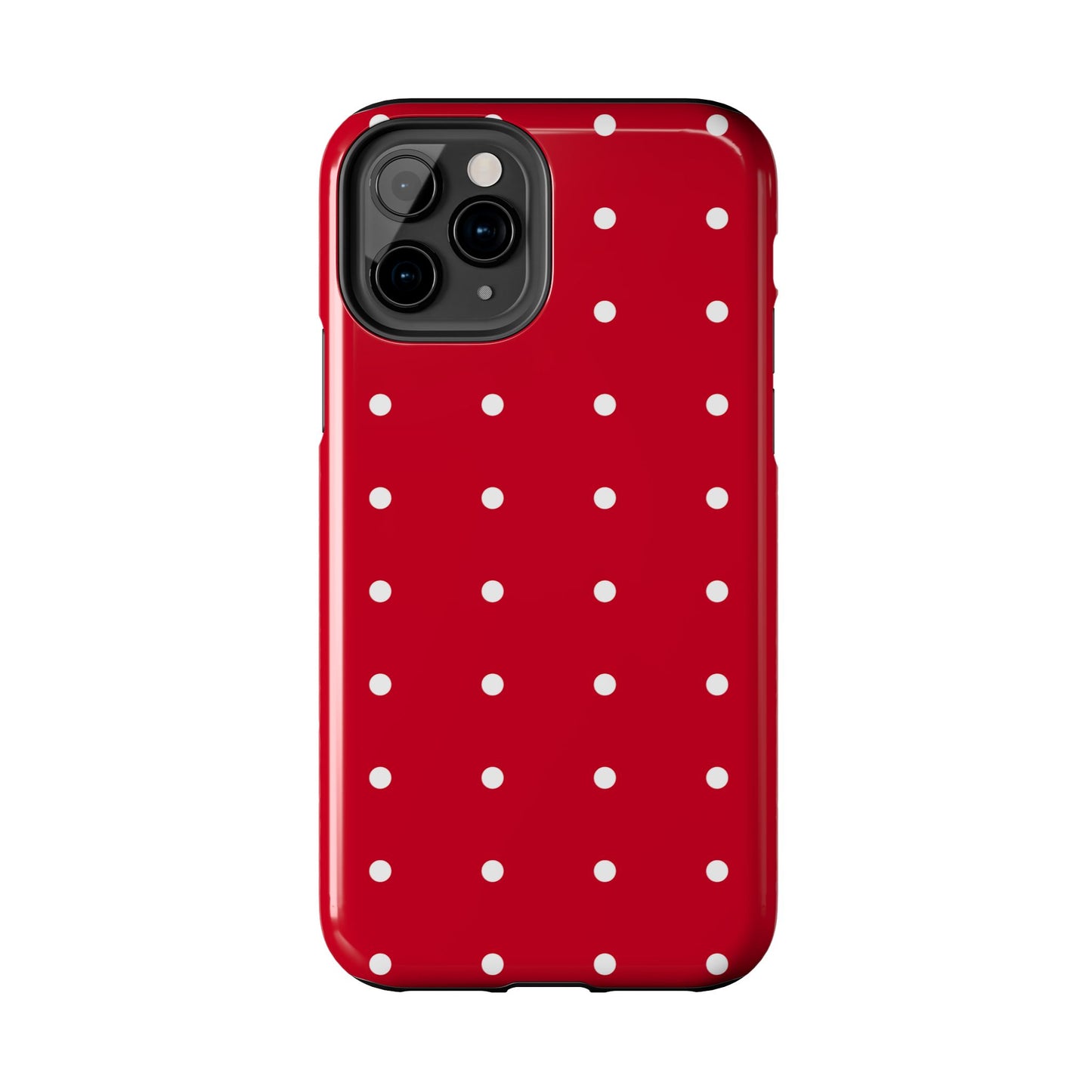 Red Polka Dot Tough Phone Case — Durable Glossy Protective Phone Cover