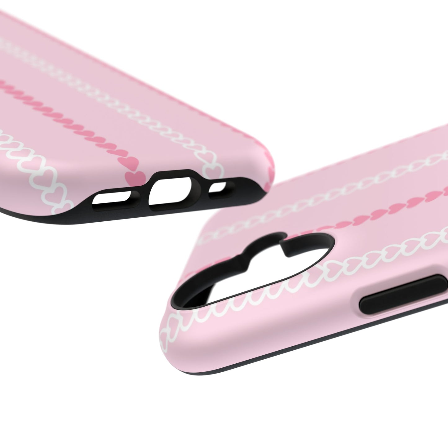 Pink Heart Stripe Impact-Resistant Phone Case