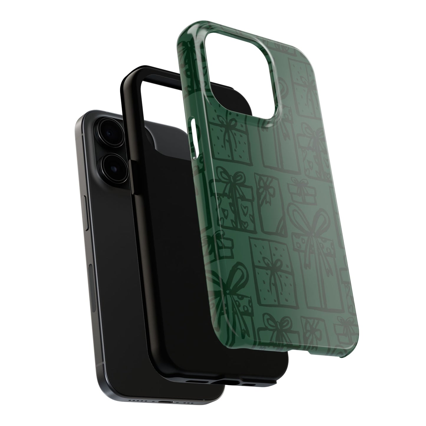 Holiday Gift Pattern Tough Phone Case — Dark Green Present Illustrations